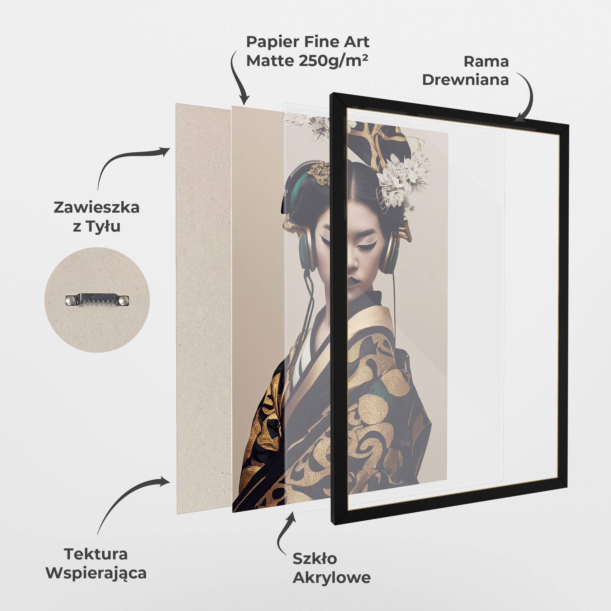 Plakat w Ramie Kimono Headphones mockup 1