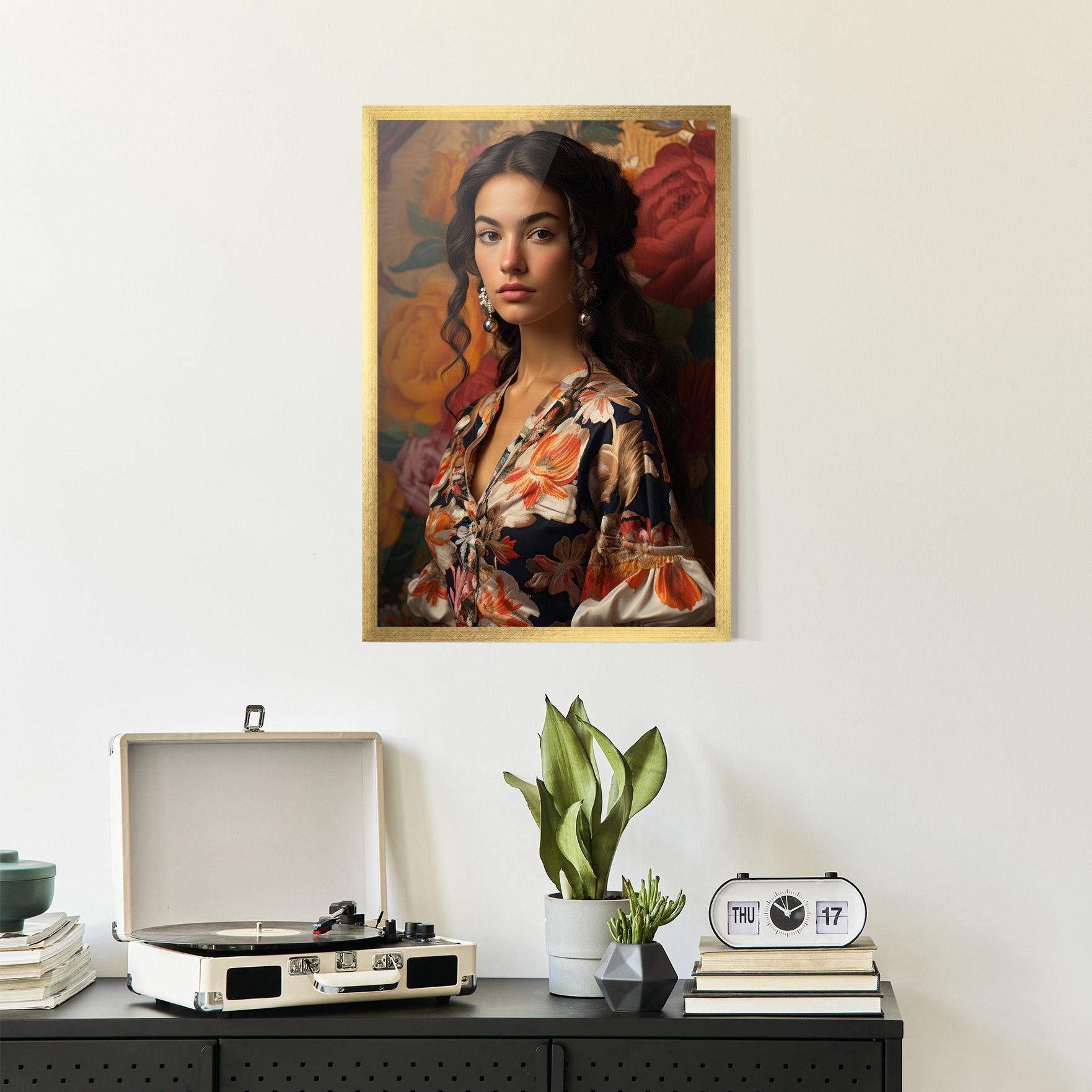 Plakat w Ramie Floral Dress Lady mockup 2