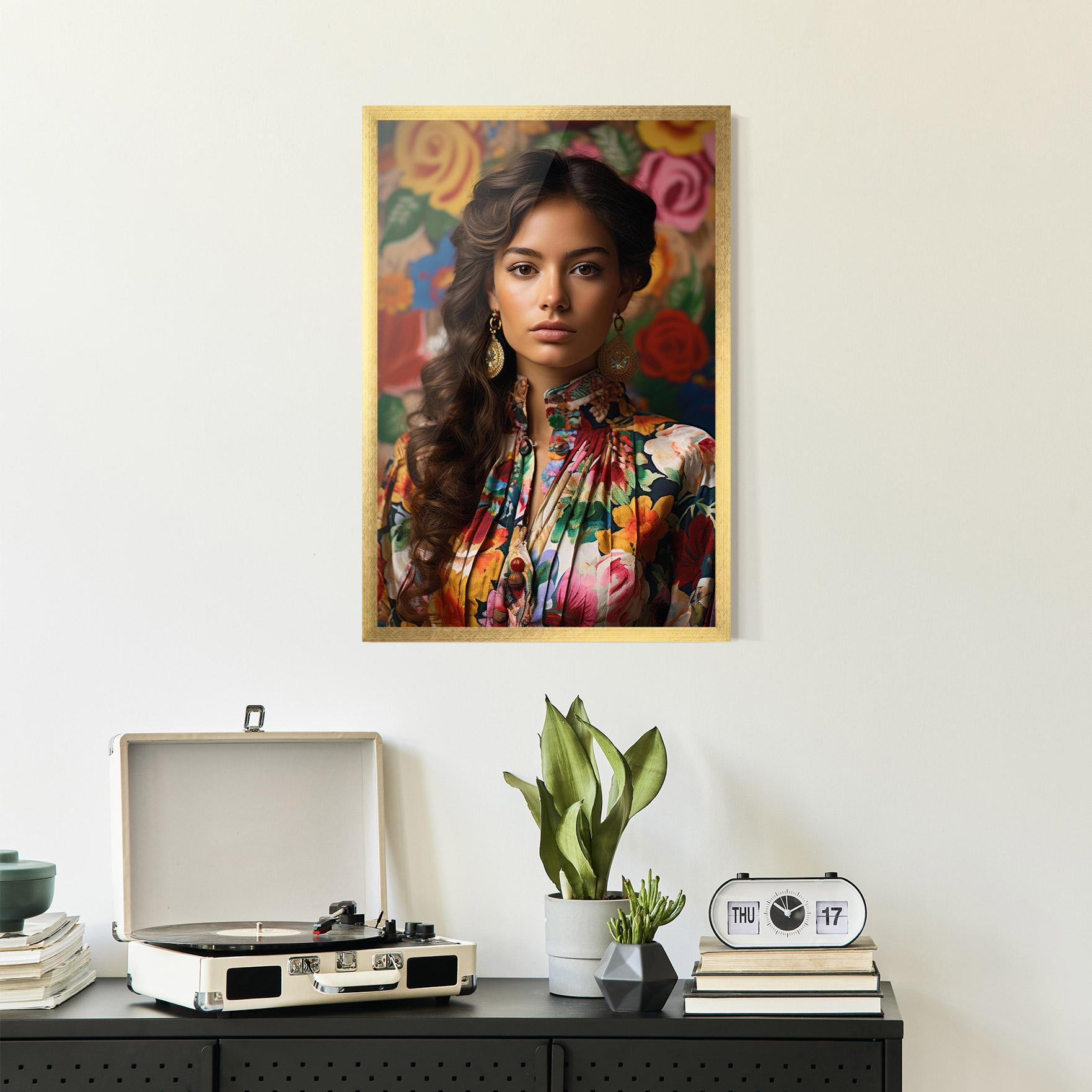 Plakat w Ramie Floral Dress Long Hair mockup 2