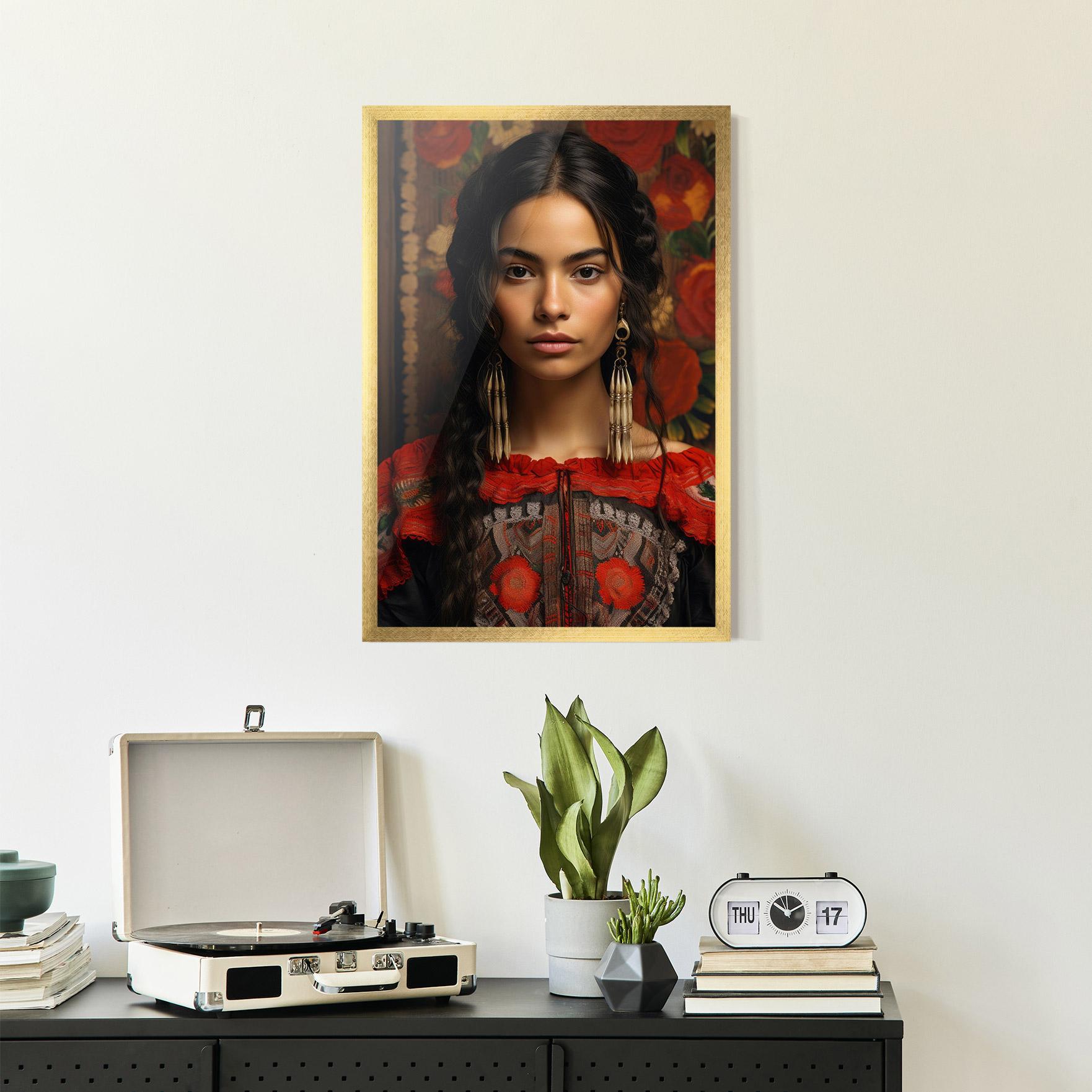 Plakat w Ramie Mexican Traditional Dress mockup 2