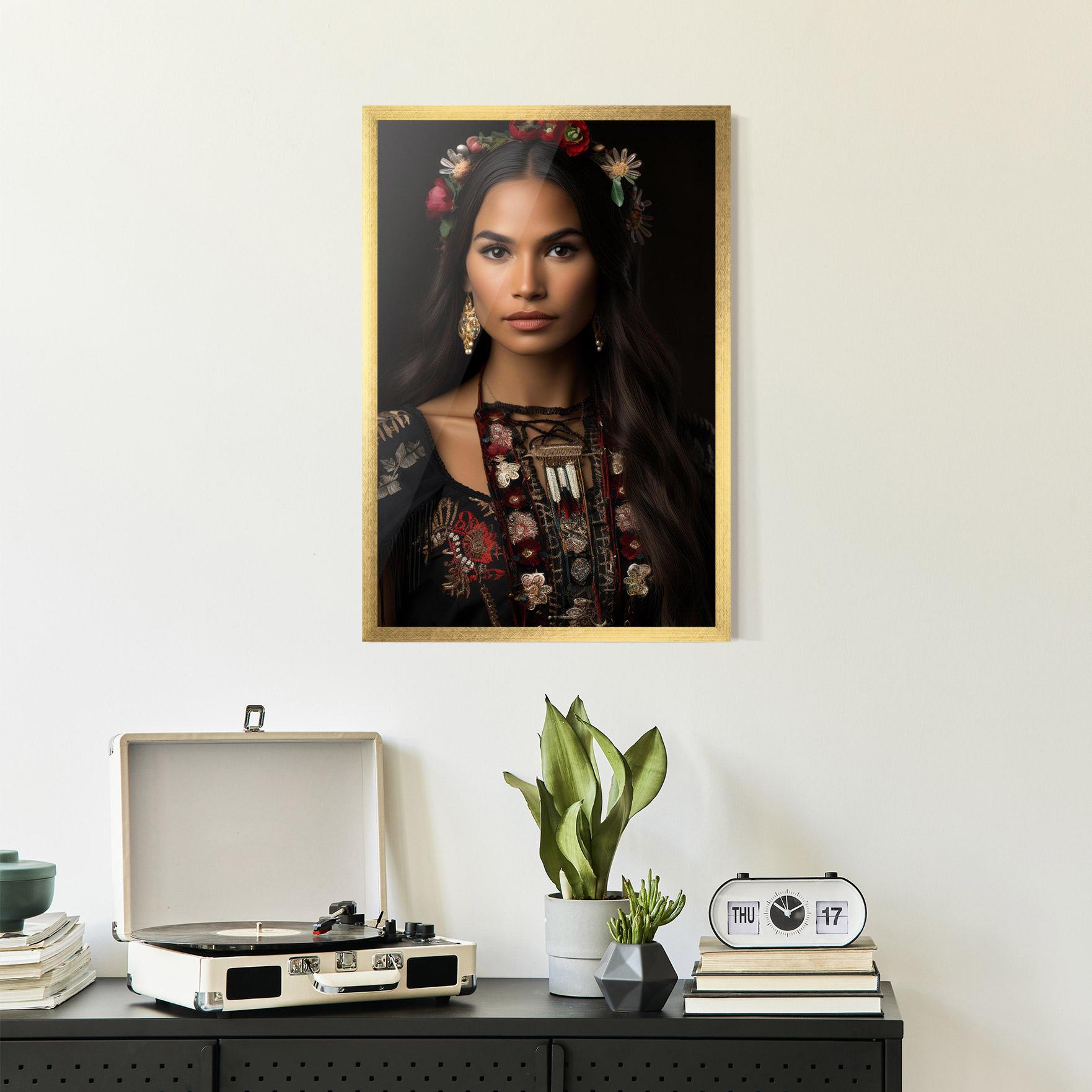 Plakat w Ramie Native American Long Hair mockup 2