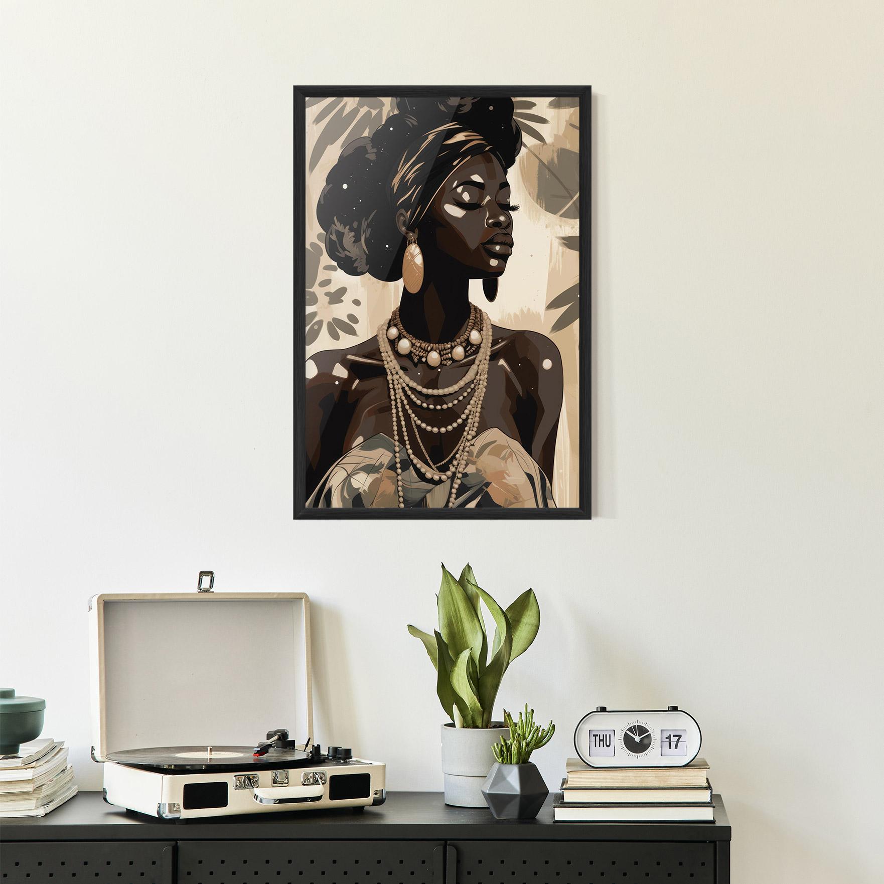 Plakat w Ramie African Woman On Cream mockup 2