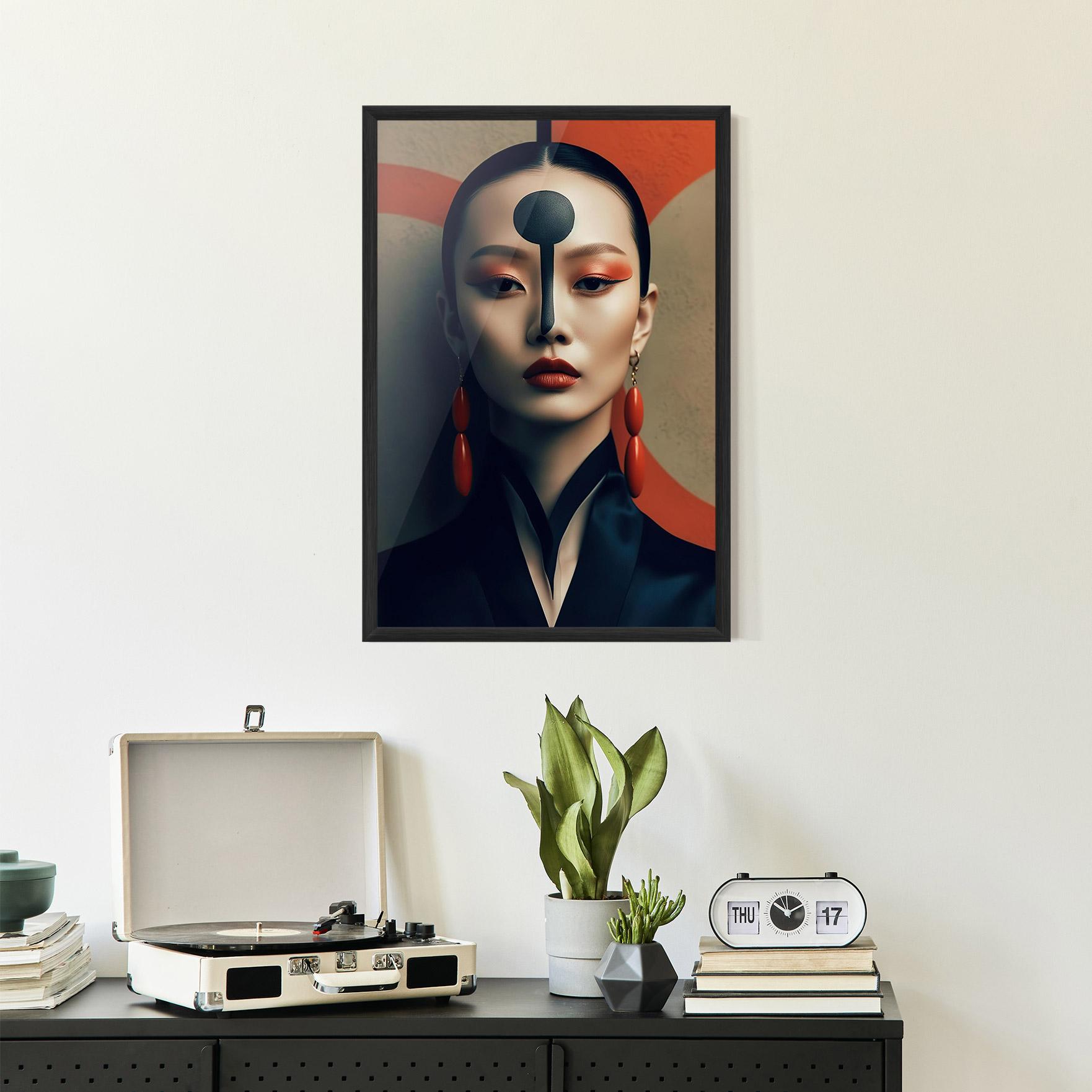 Plakat w Ramie Black Circle Asian Woman mockup 2