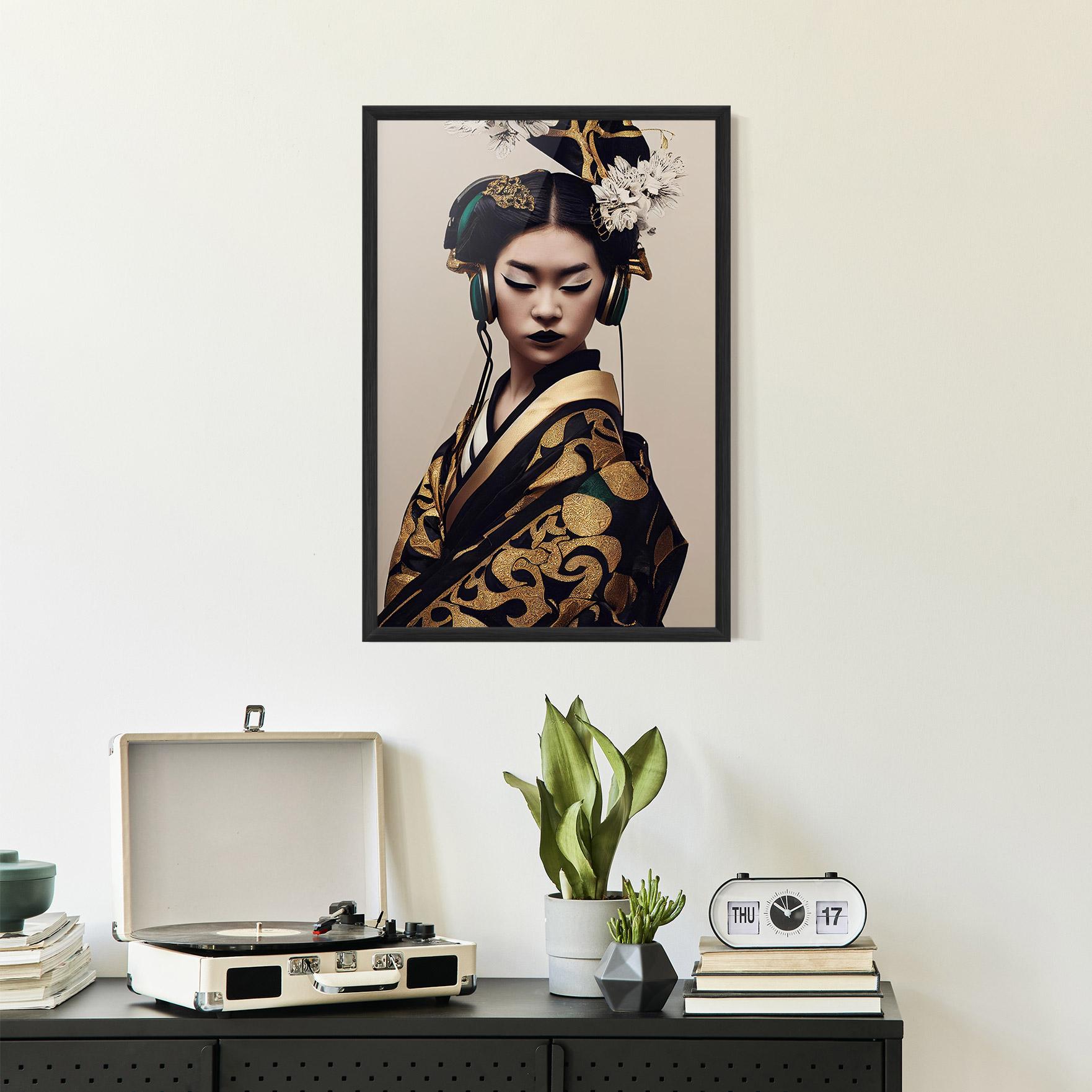 Plakat w Ramie Kimono Headphones mockup 2