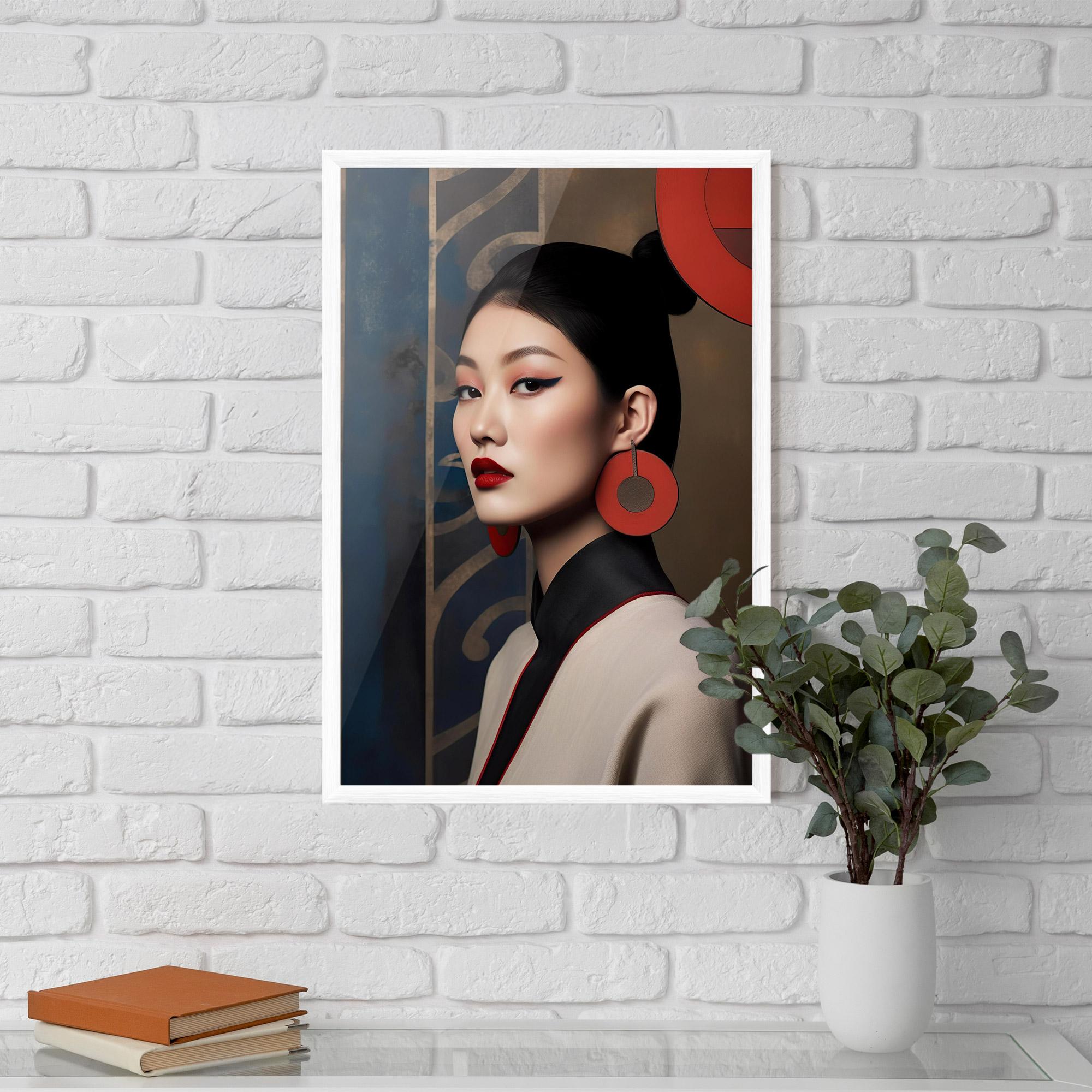 Plakat w Ramie Asian Big Earrings mockup 5