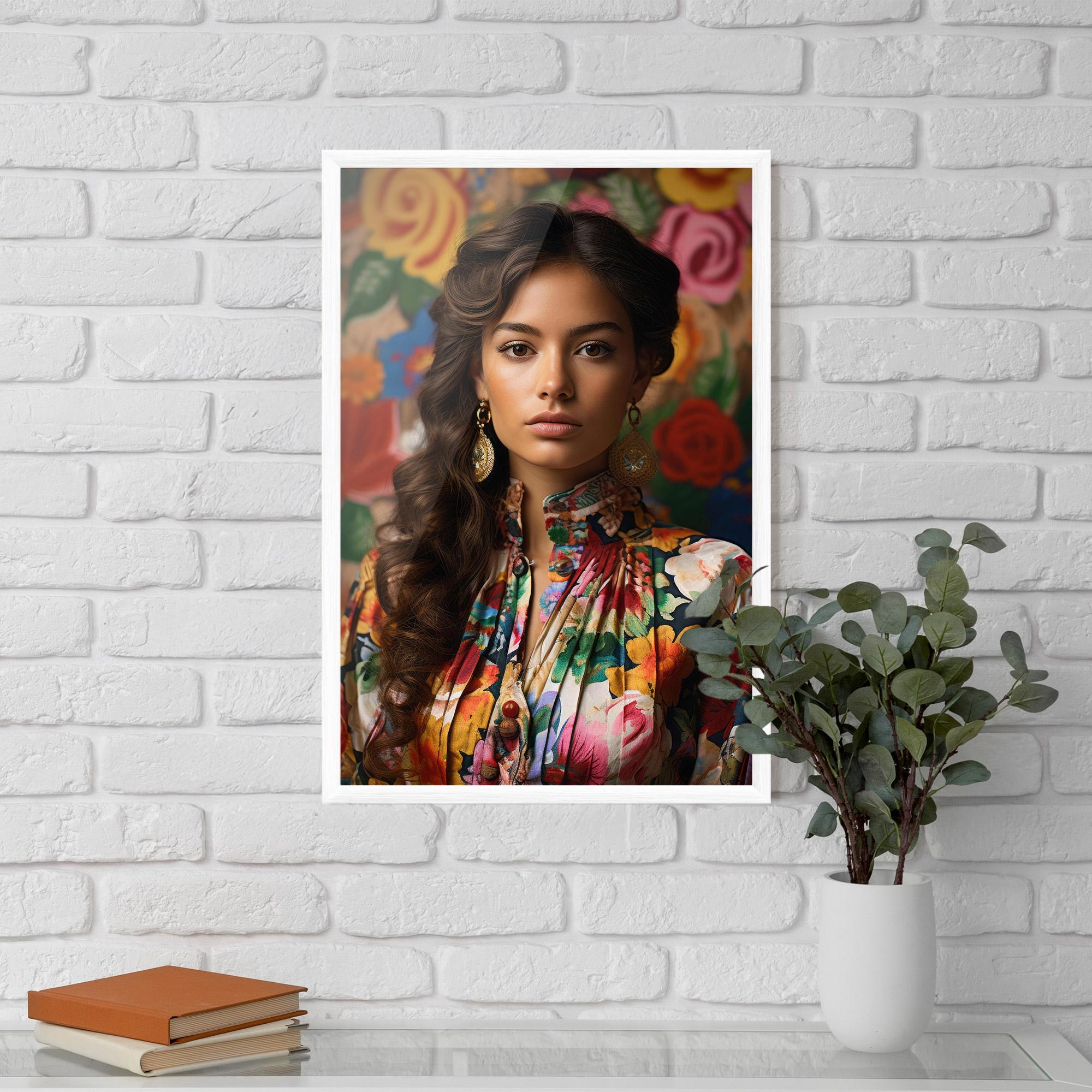 Plakat w Ramie Floral Dress Long Hair mockup 5