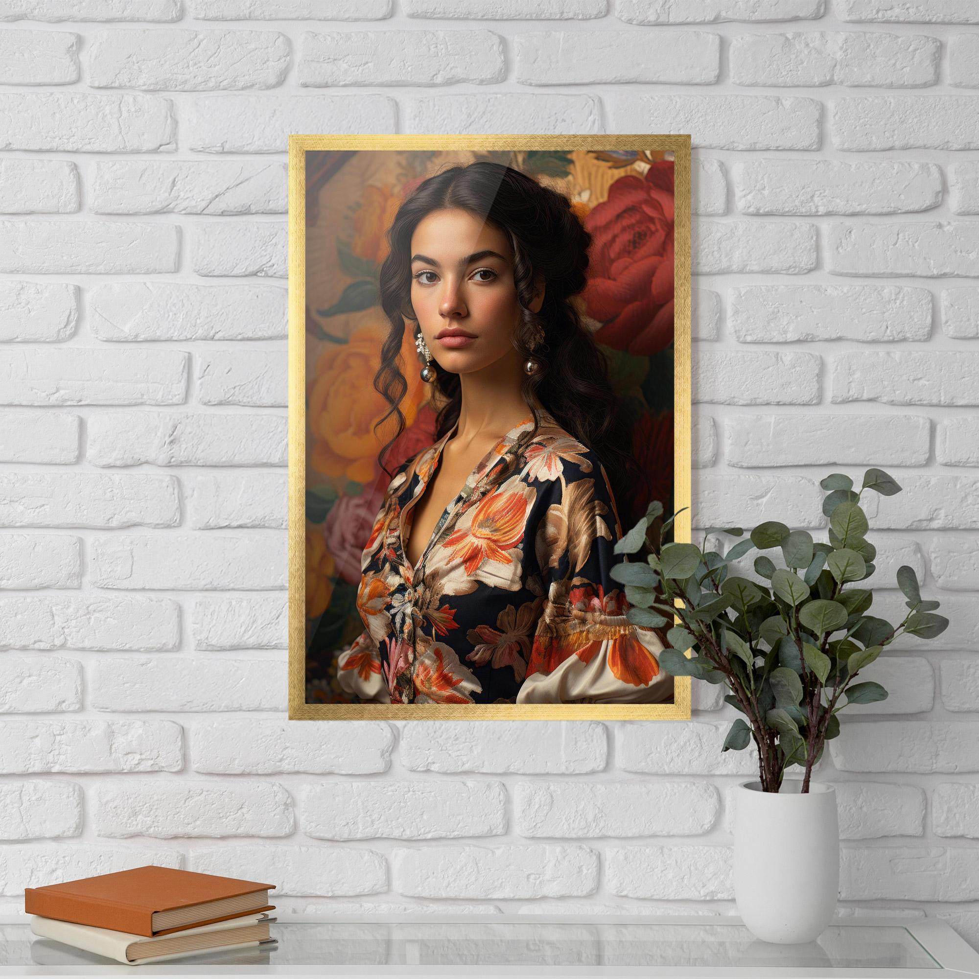 Plakat w Ramie Floral Dress Lady mockup 5