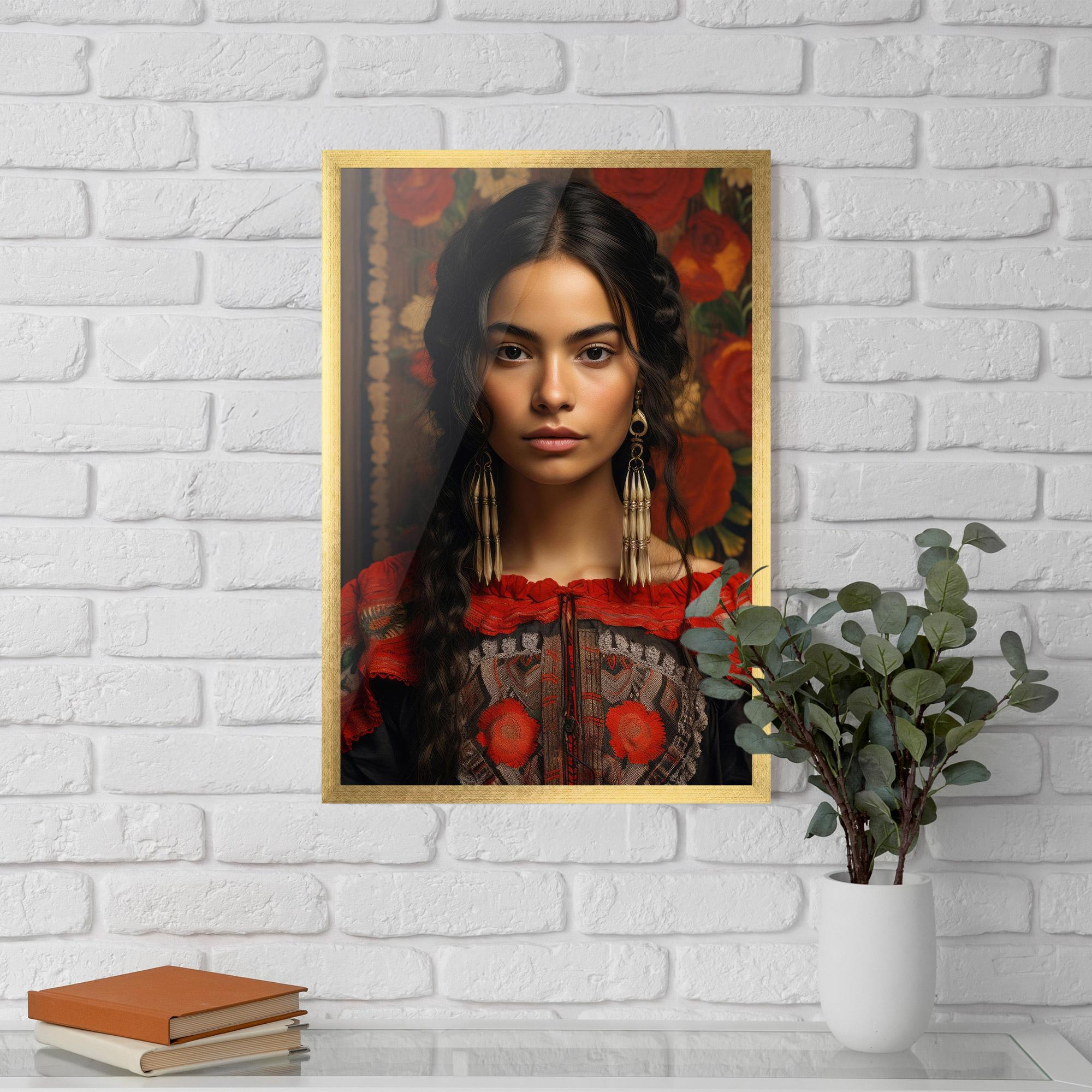 Plakat w Ramie Mexican Traditional Dress mockup 5