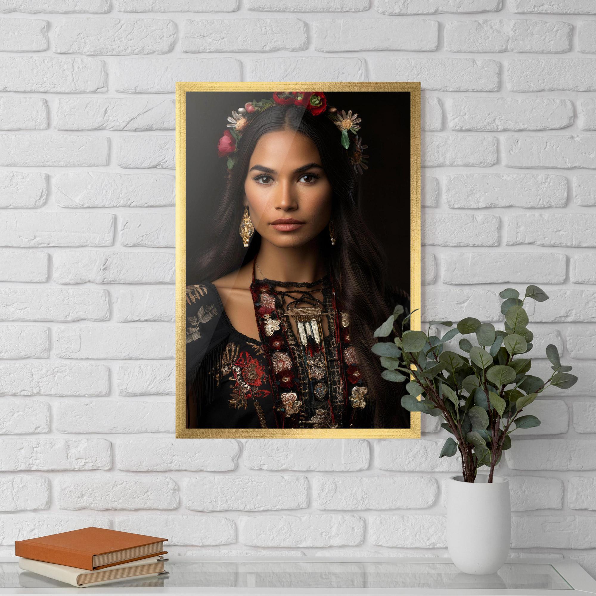 Plakat w Ramie Native American Long Hair mockup 5