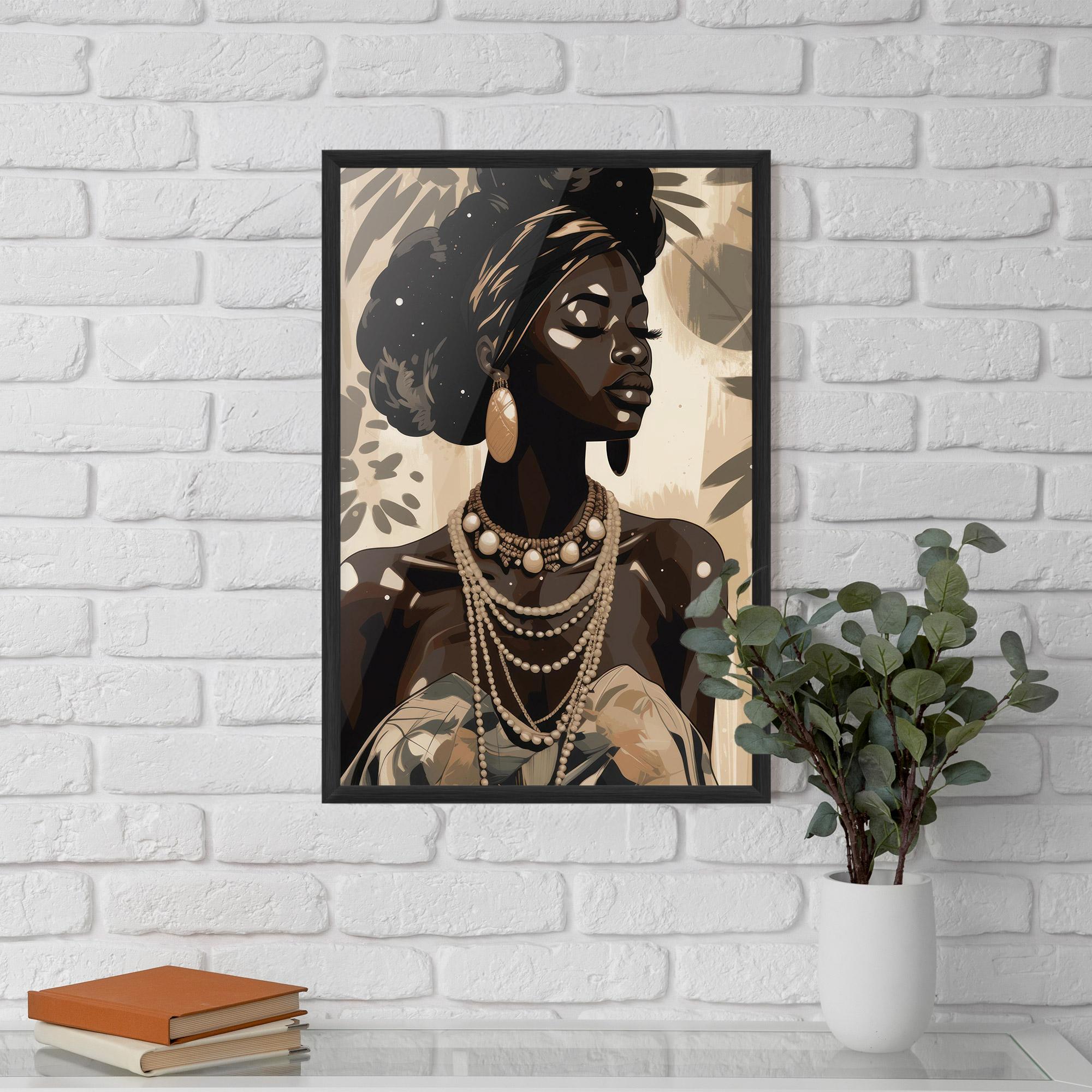 Plakat w Ramie African Woman On Cream mockup 5