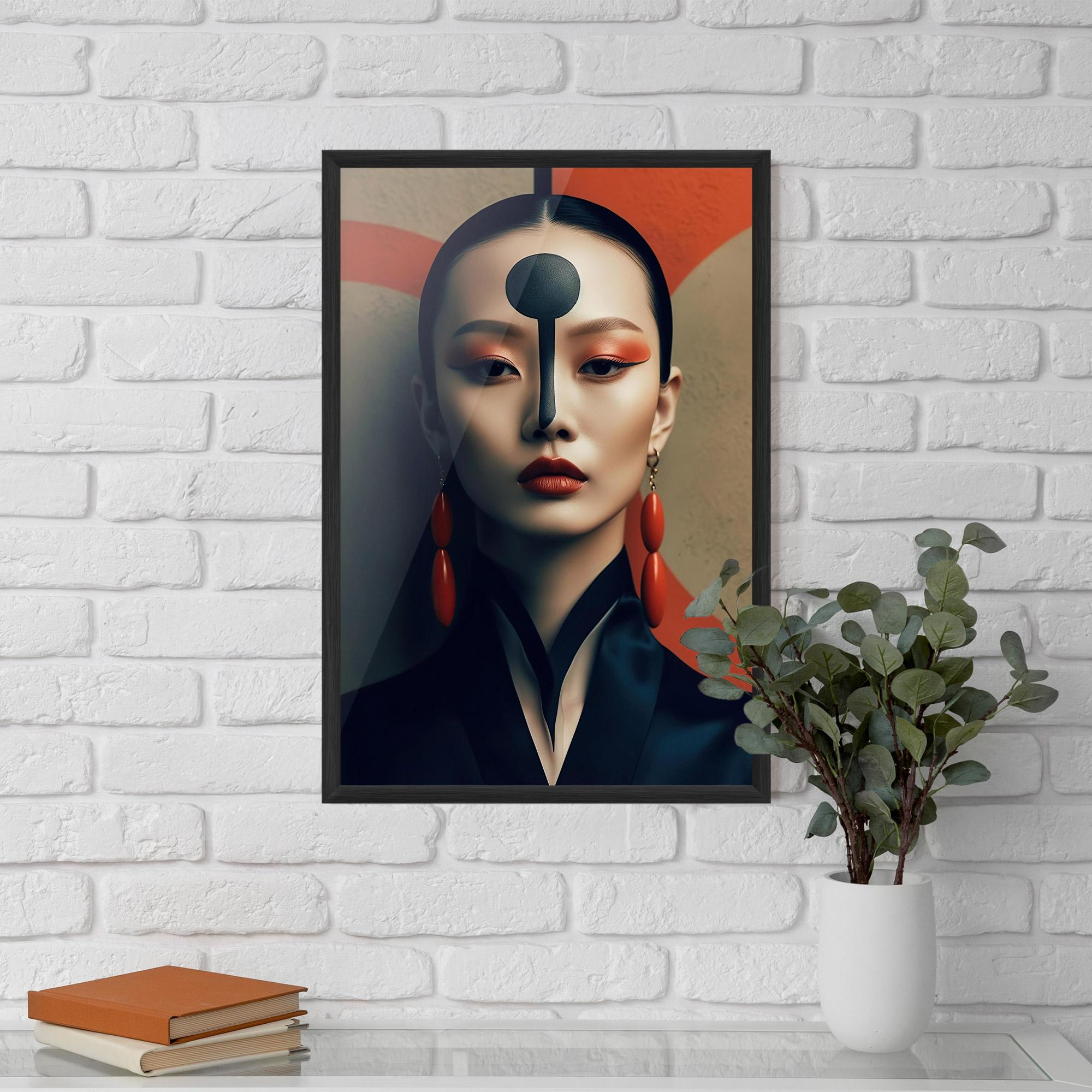 Plakat w Ramie Black Circle Asian Woman mockup 5