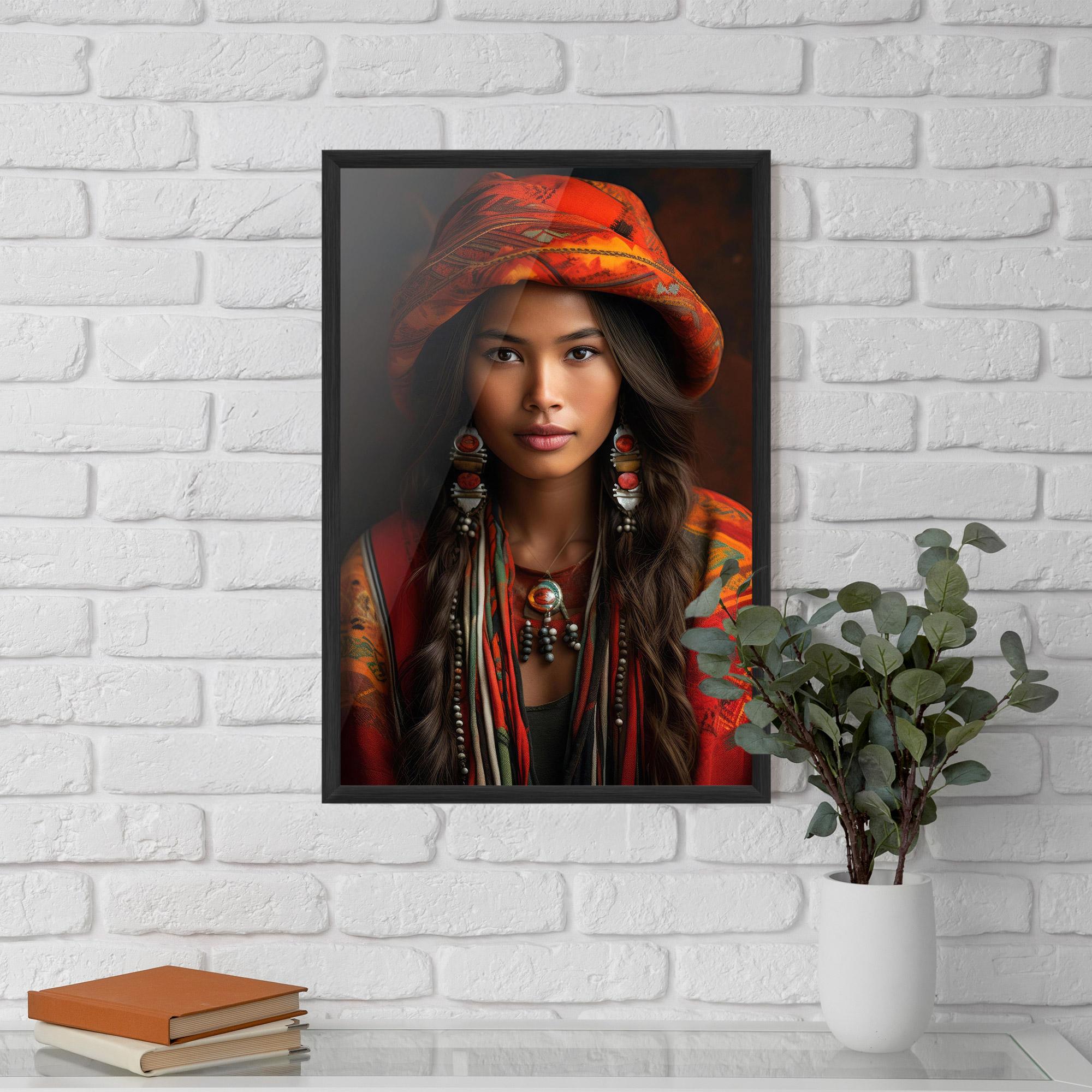 Plakat w Ramie Colorful Hat And Earrings mockup 5