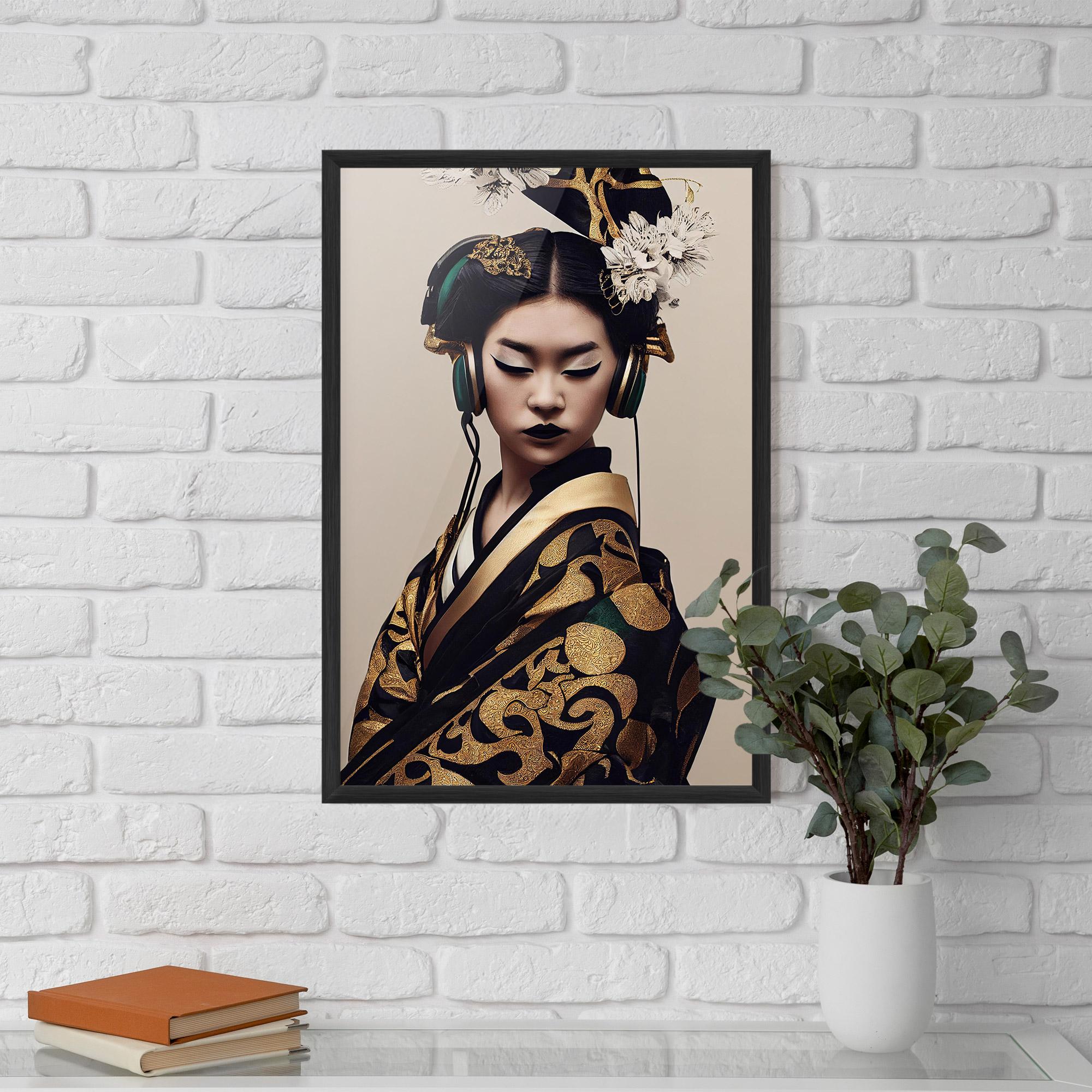 Plakat w Ramie Kimono Headphones mockup 5