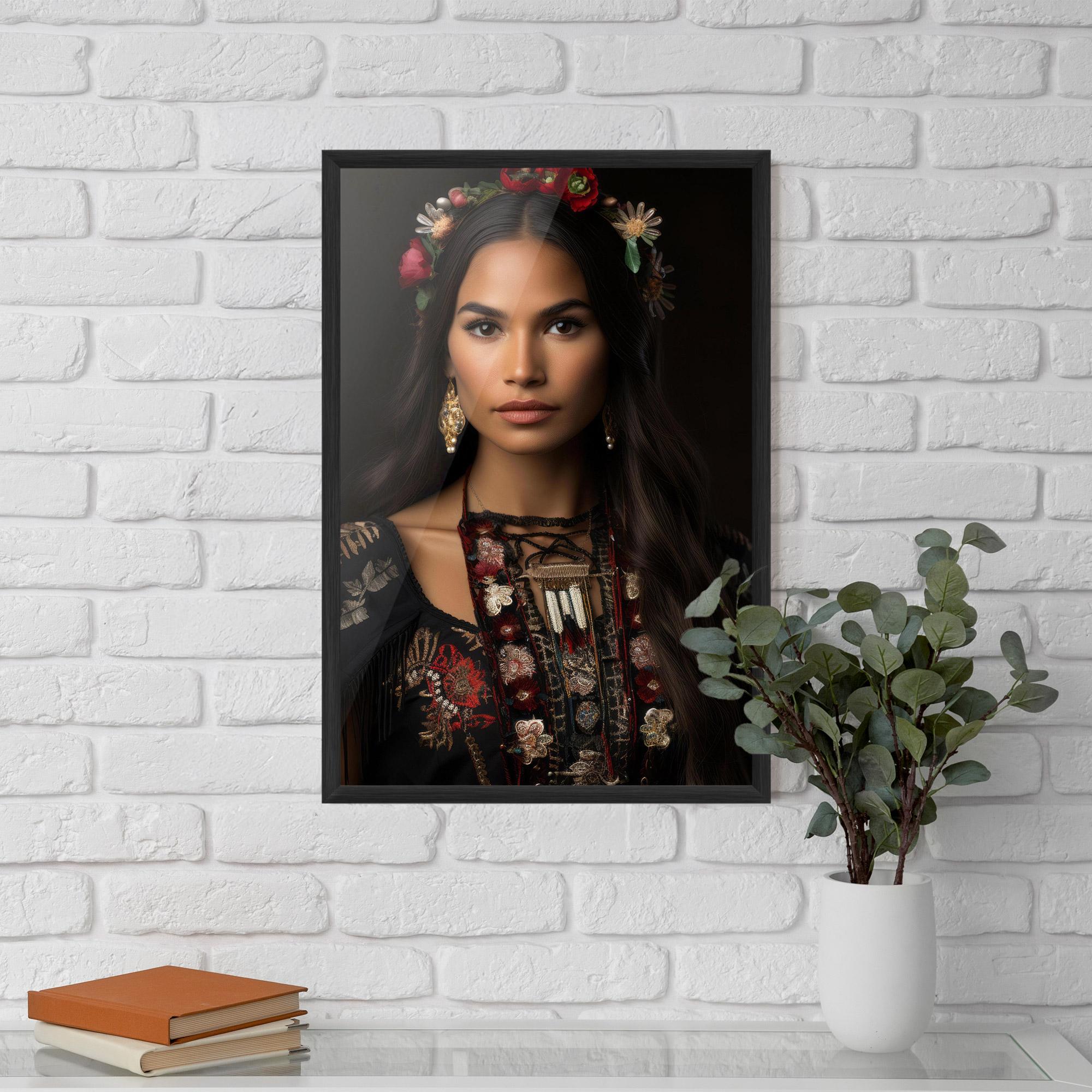 Plakat w Ramie Native American Long Hair mockup 5