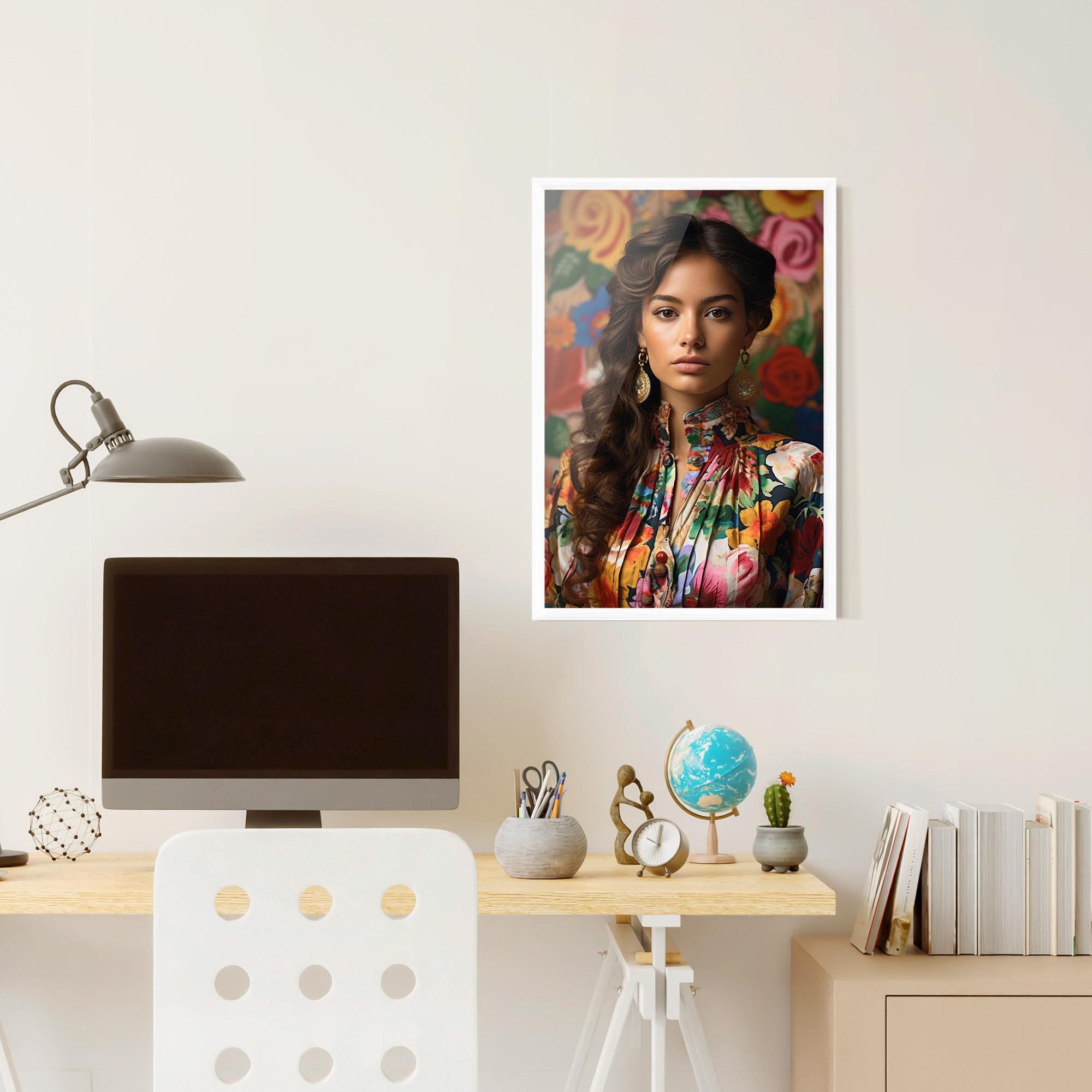 Plakat w Ramie Floral Dress Long Hair mockup 6