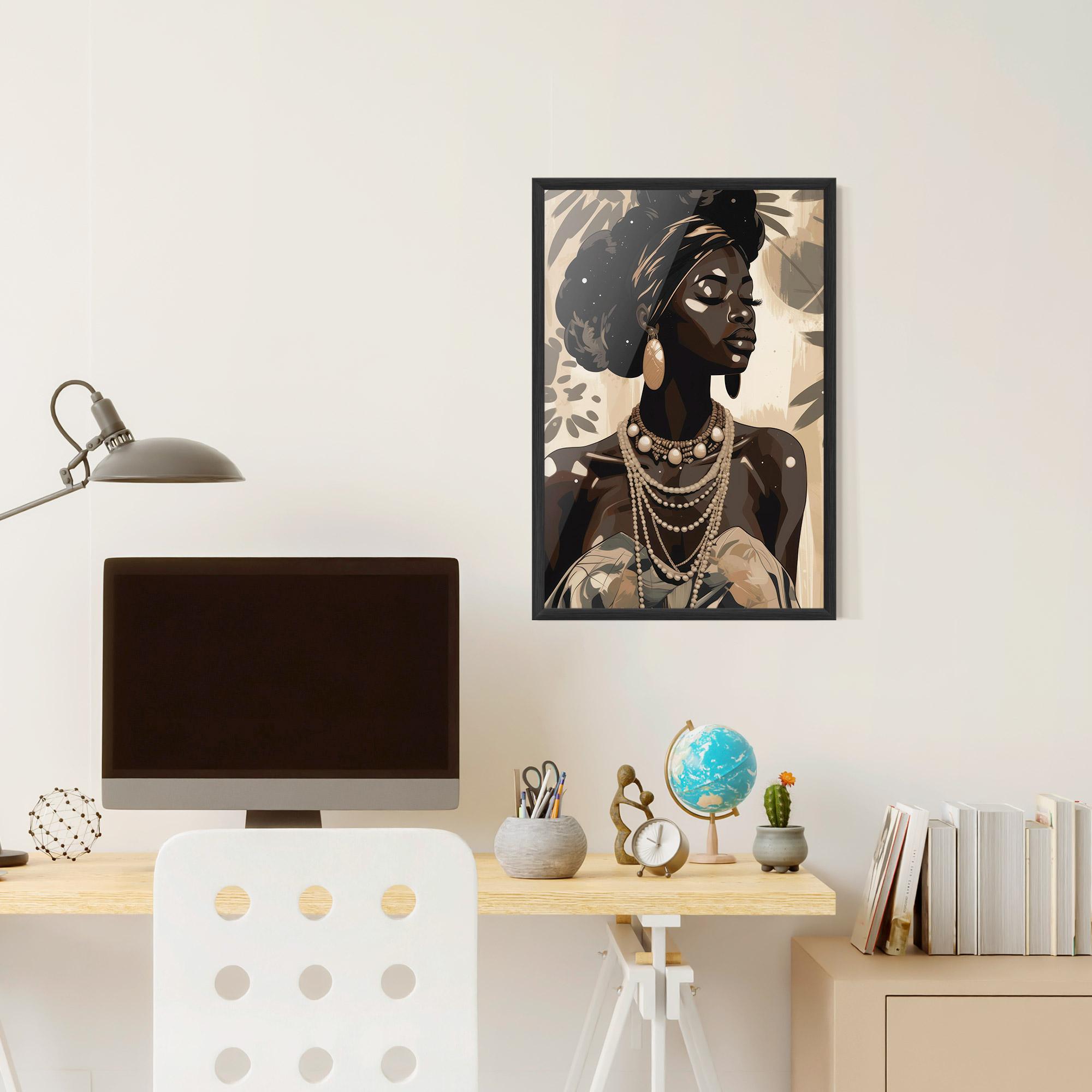 Plakat w Ramie African Woman On Cream mockup 6
