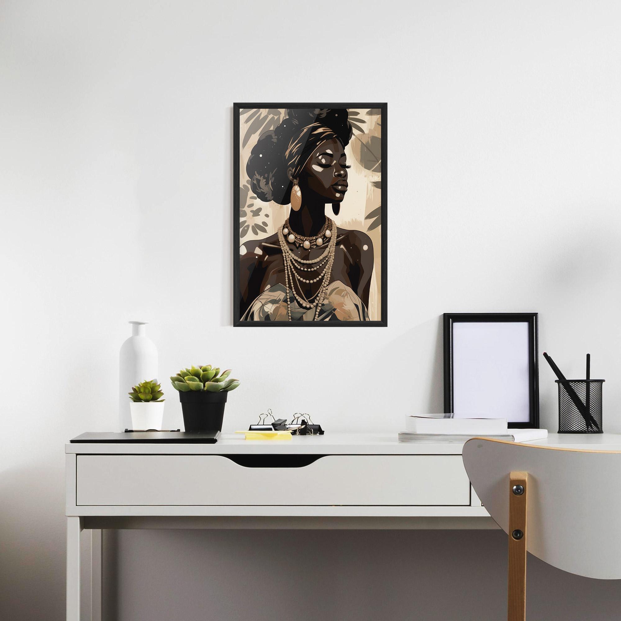 Plakat w Ramie African Woman On Cream mockup 7