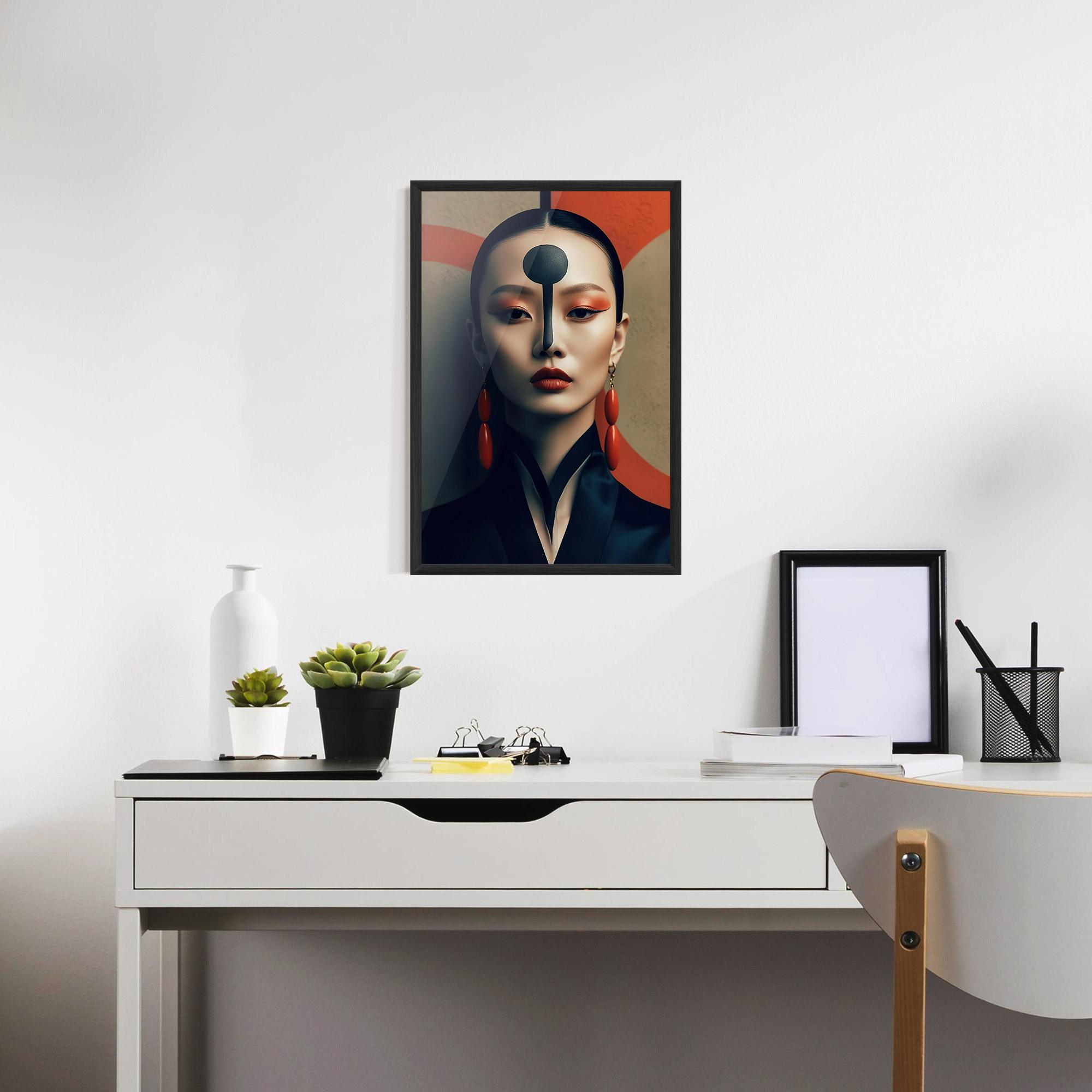 Plakat w Ramie Black Circle Asian Woman mockup 7