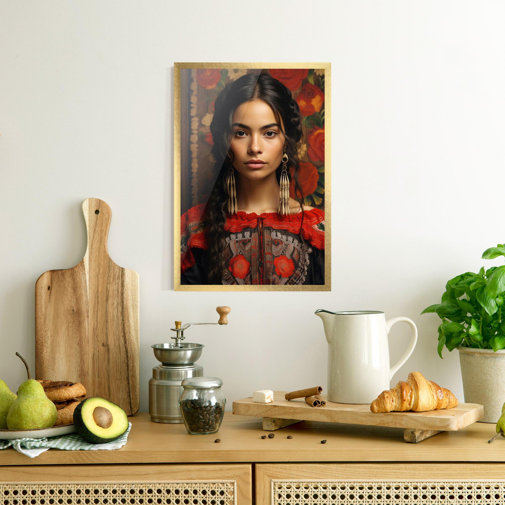 Plakat w Ramie Mexican Traditional Dress mockup 8