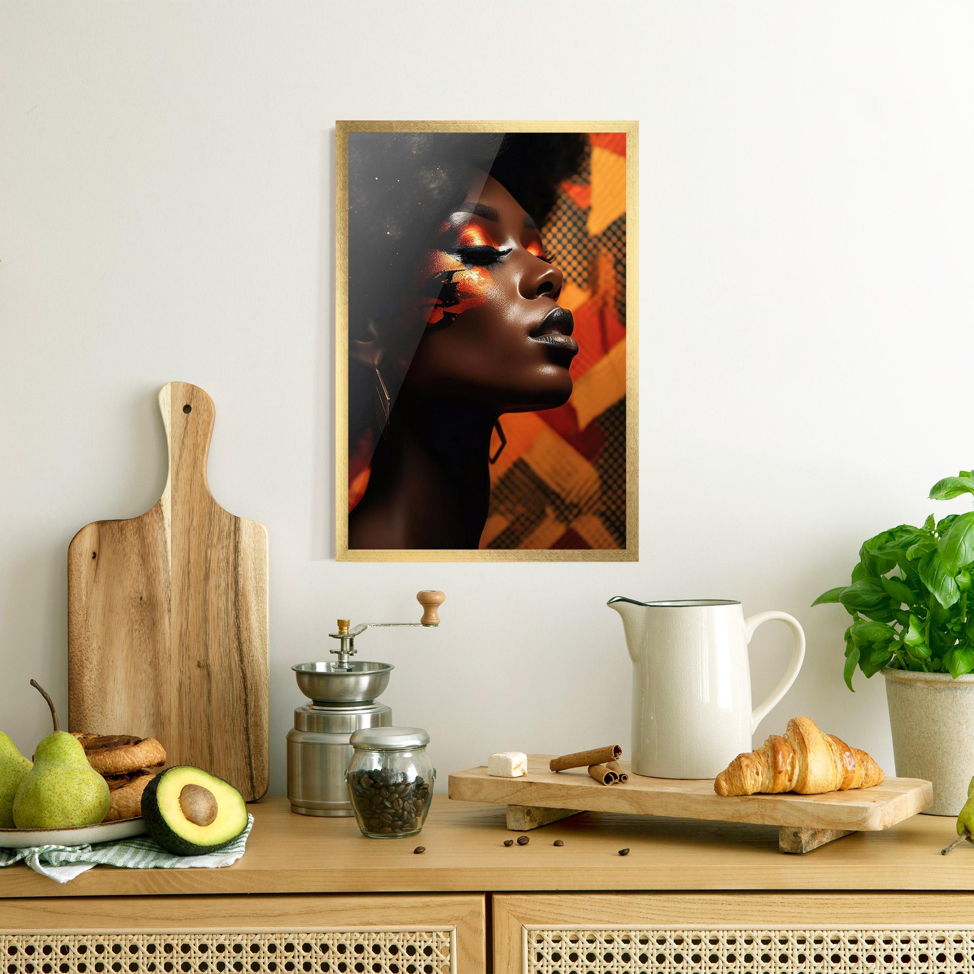 Plakat w Ramie Orange African Makeup mockup 8