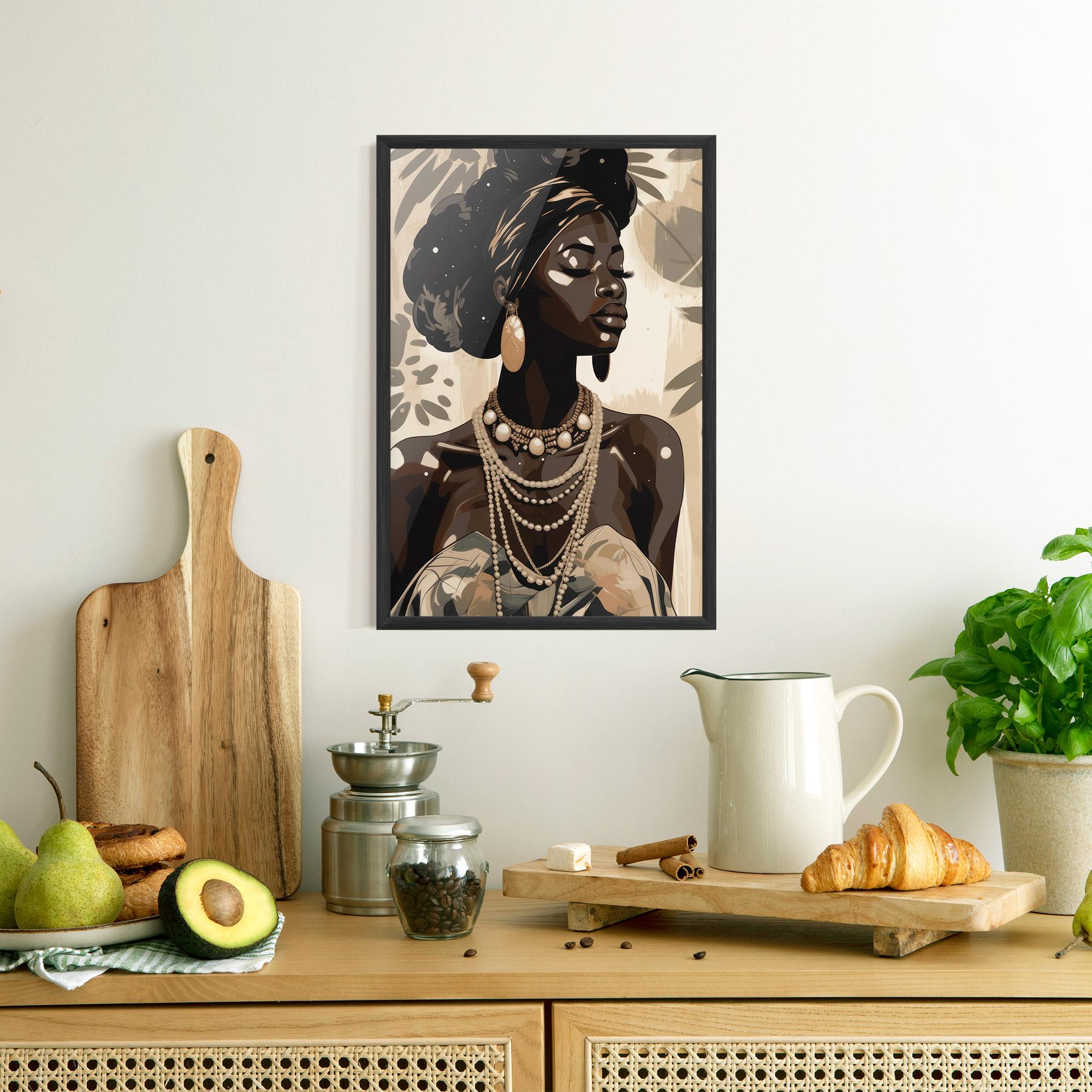 Plakat w Ramie African Woman On Cream mockup 8