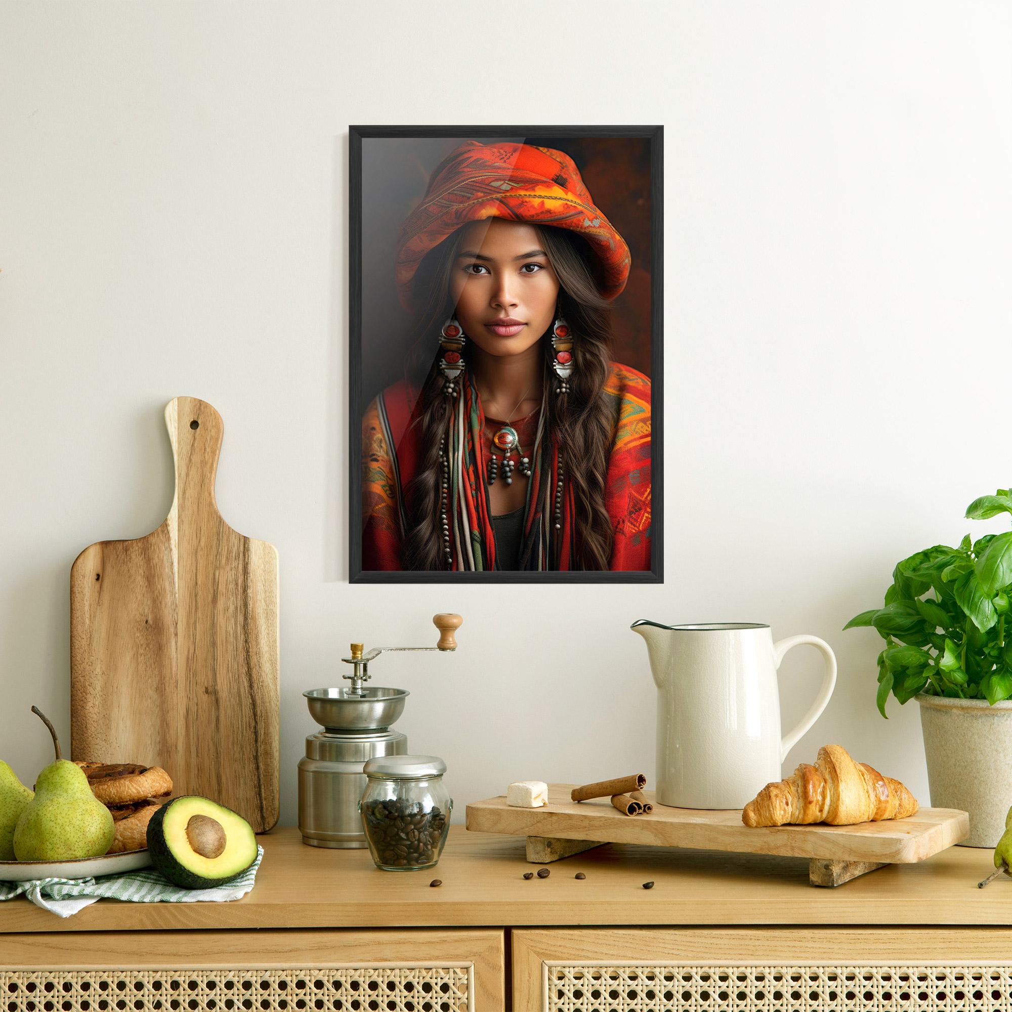 Plakat w Ramie Colorful Hat And Earrings mockup 8