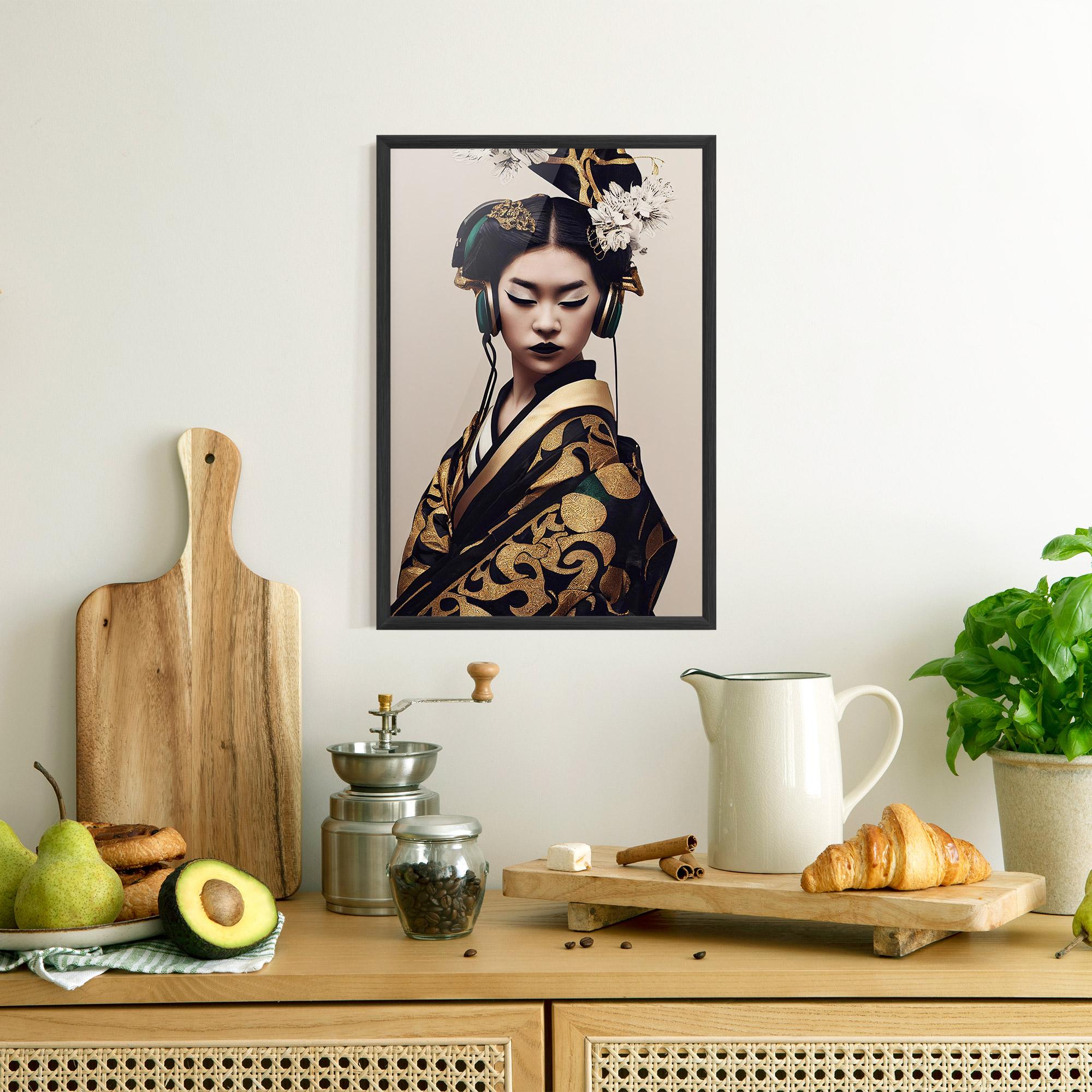 Plakat w Ramie Kimono Headphones mockup 8
