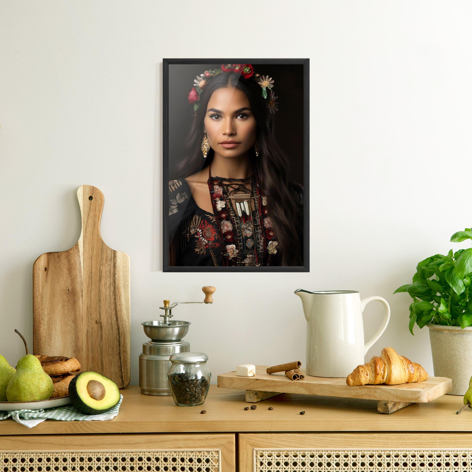 Plakat w Ramie Native American Long Hair mockup 8