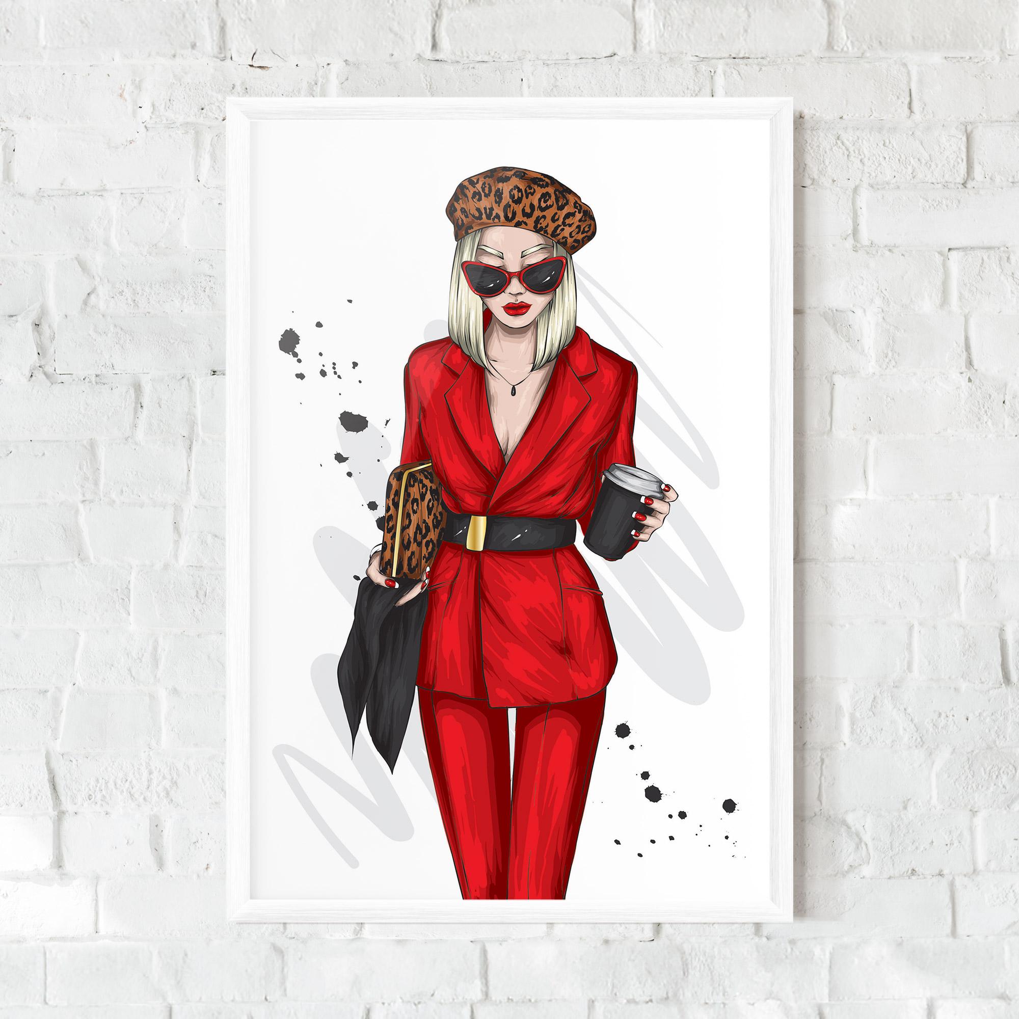 Plakat w Ramie Red Suit Woman mockup 0