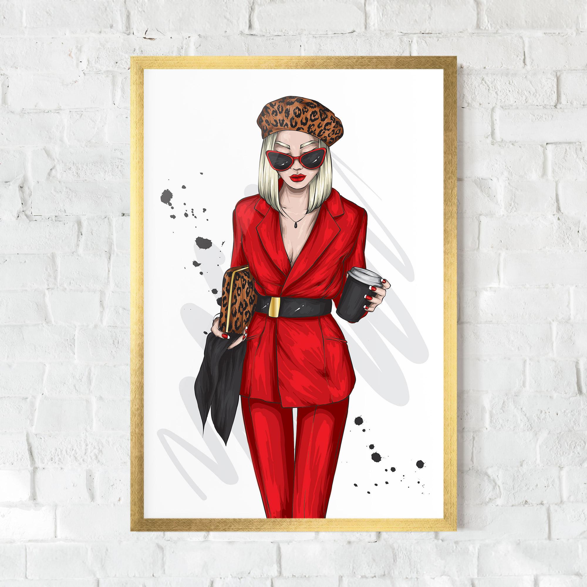 Plakat w Ramie Red Suit Woman mockup 0