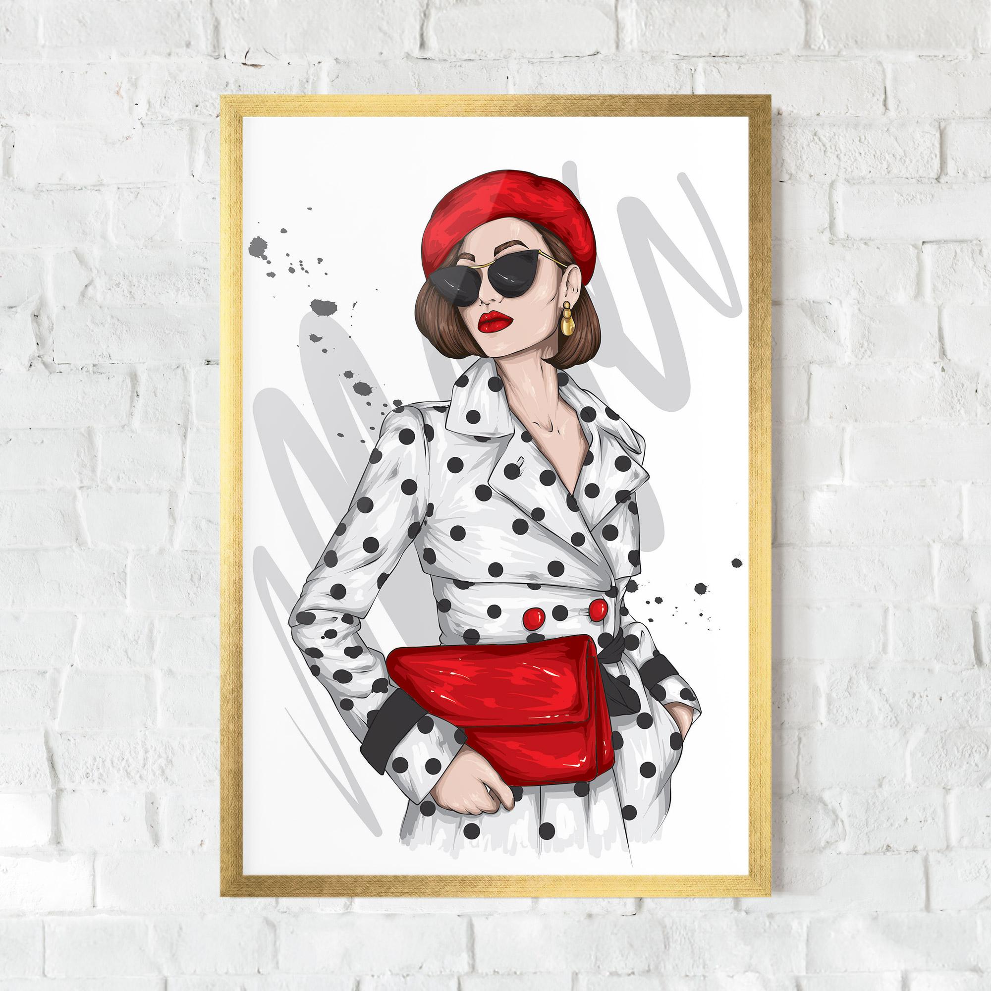 Plakat w Ramie White Red Outfit mockup 0