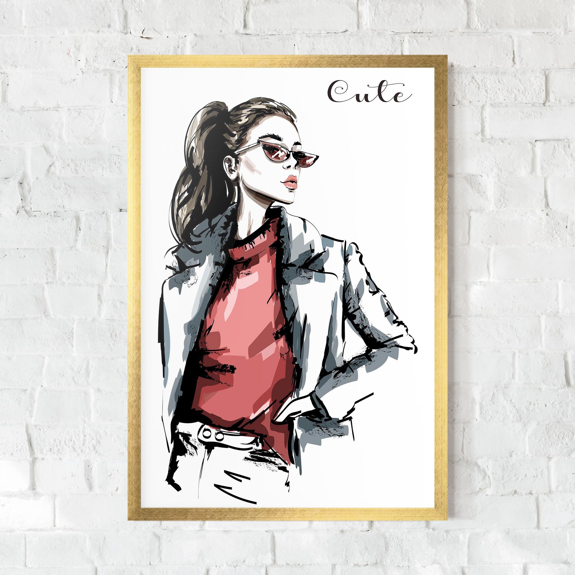 Plakat w Ramie Woman Feeling Cute mockup 0