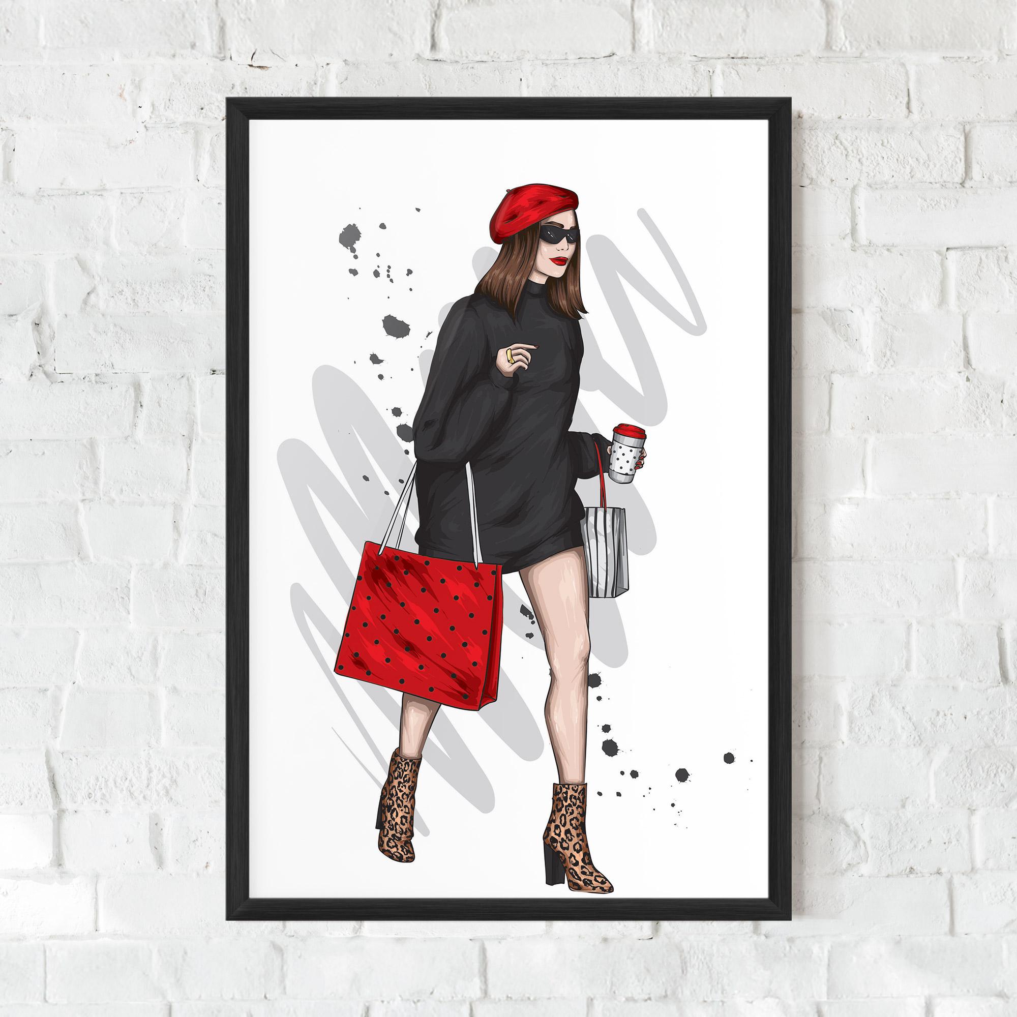 Plakat w Ramie Black Red Outfit mockup 0