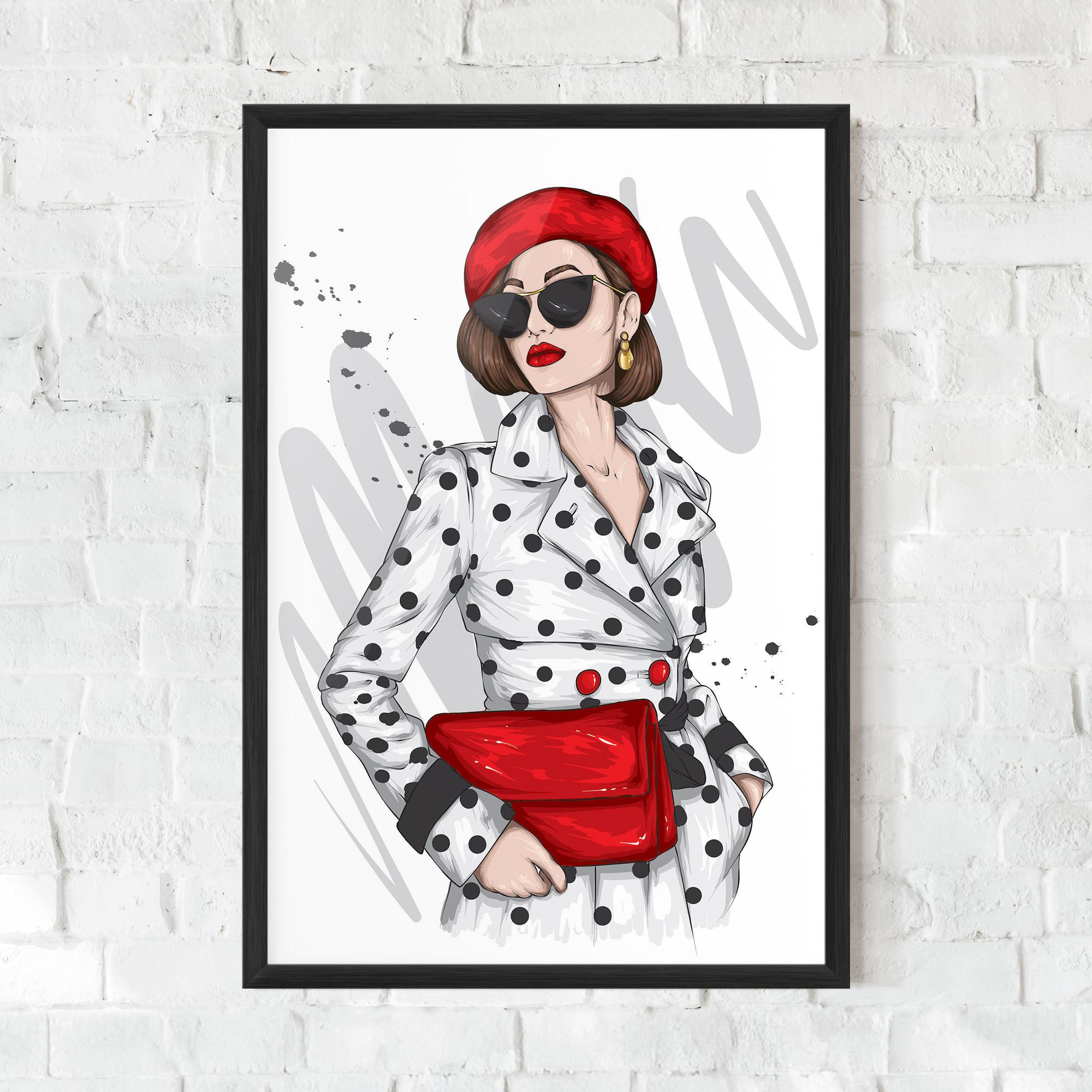 Plakat w Ramie White Red Outfit mockup 0