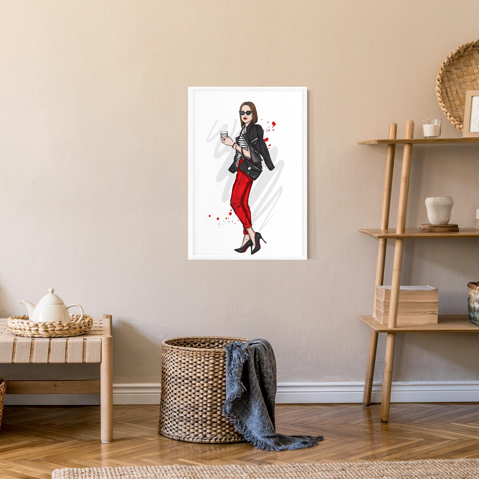 Plakat w Ramie Red Pants Woman mockup 9