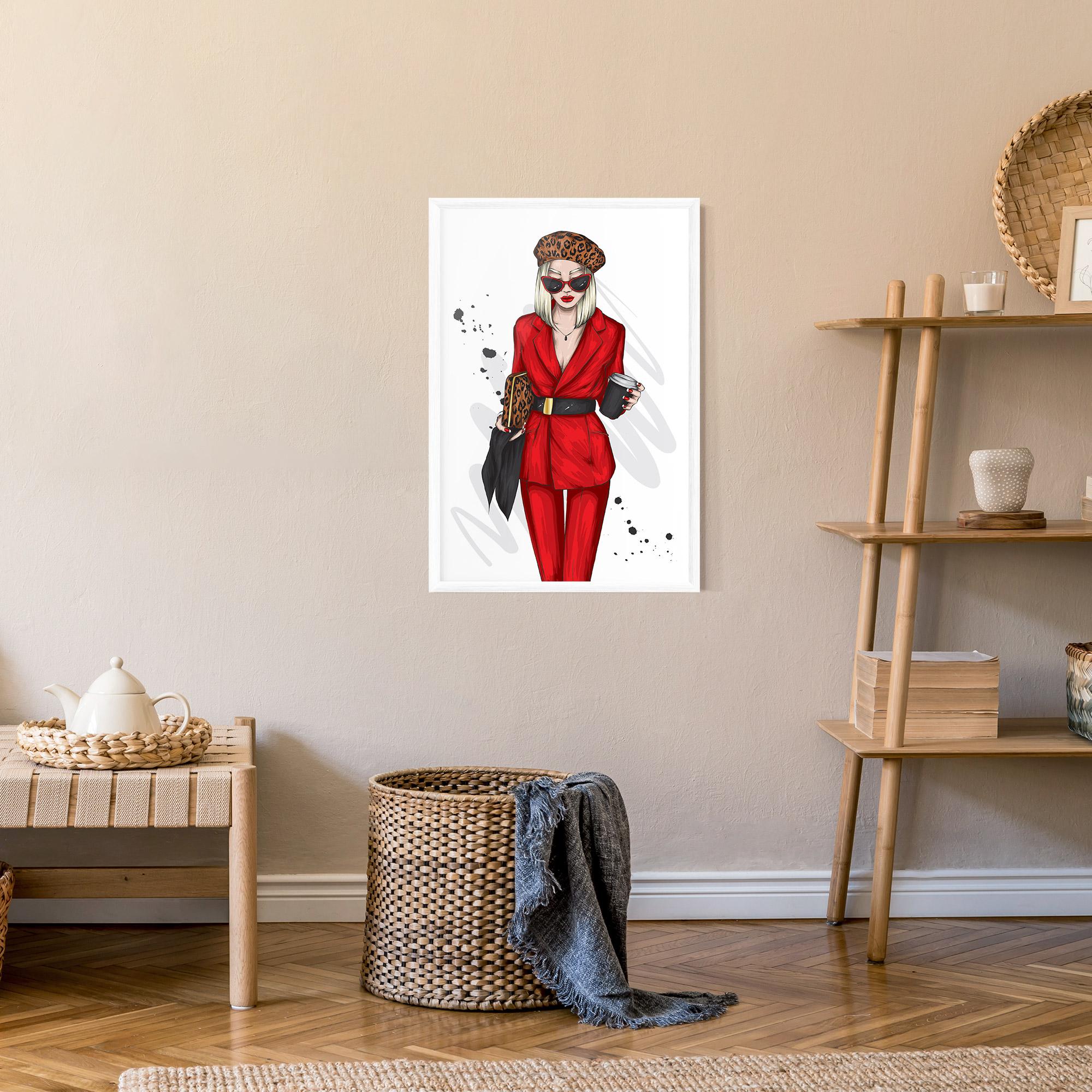 Plakat w Ramie Red Suit Woman mockup 9