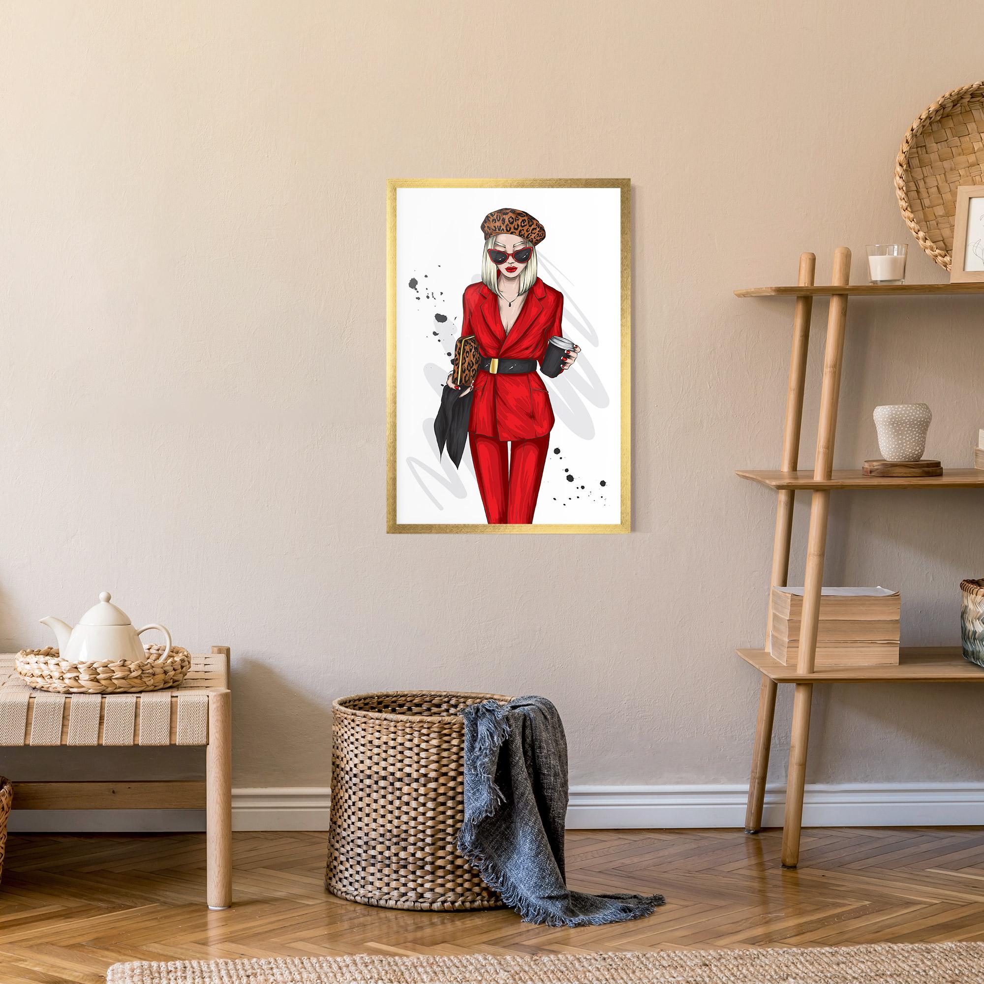 Plakat w Ramie Red Suit Woman mockup 9