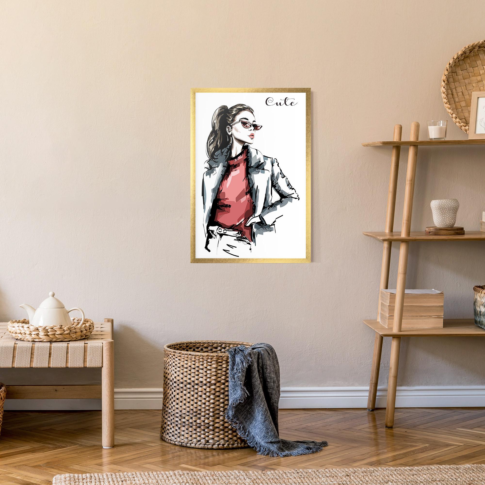 Plakat w Ramie Woman Feeling Cute mockup 9