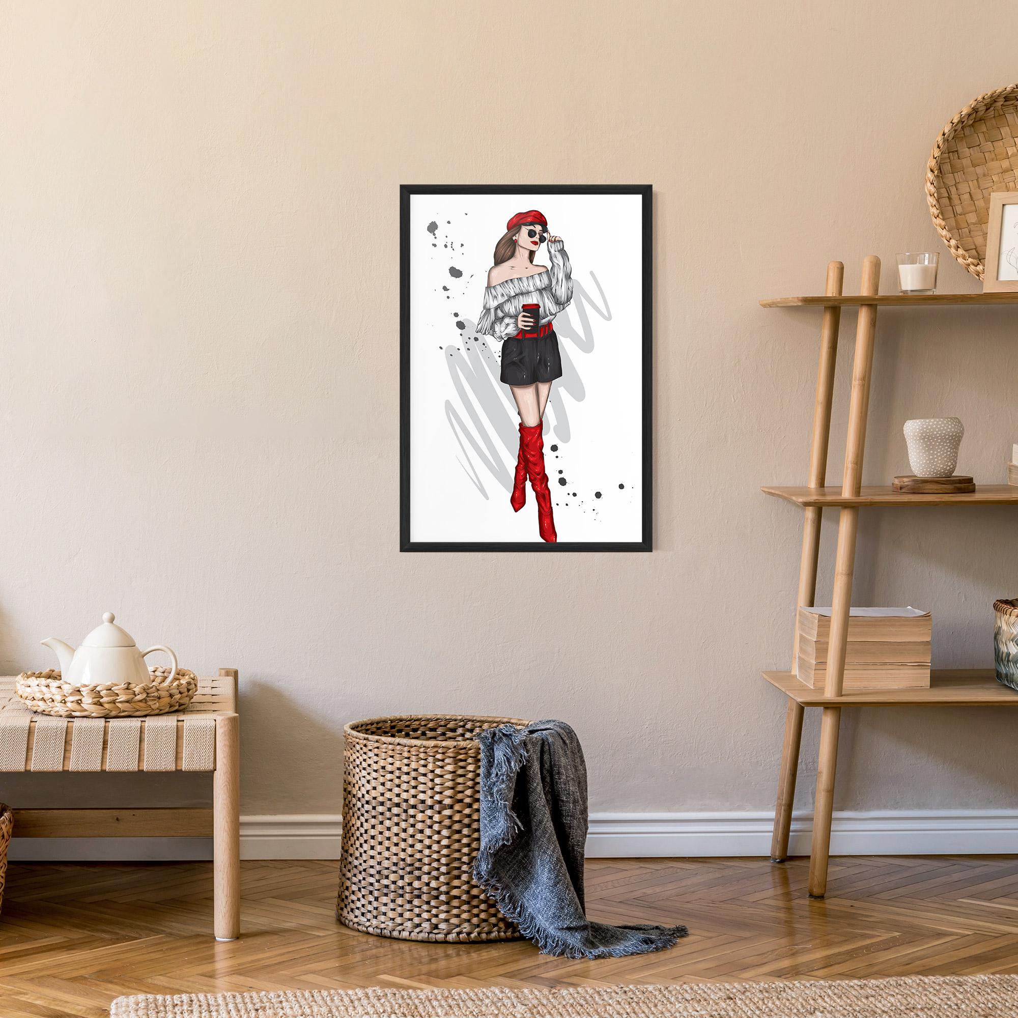 Plakat w Ramie Red Tall Boots Woman mockup 9