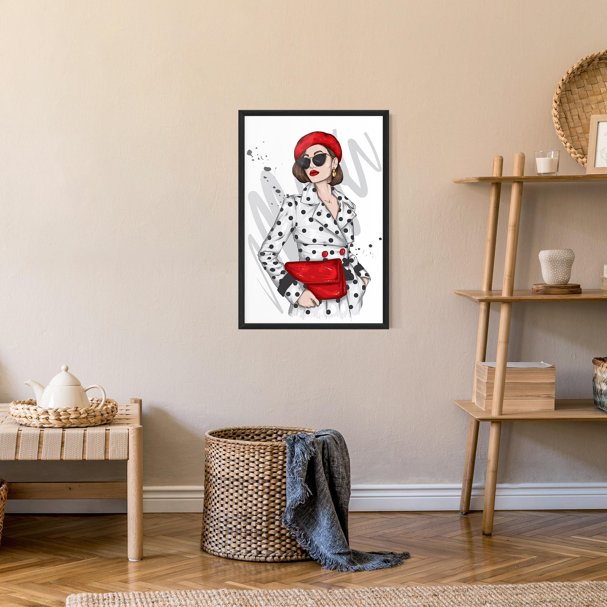 Plakat w Ramie White Red Outfit mockup 9