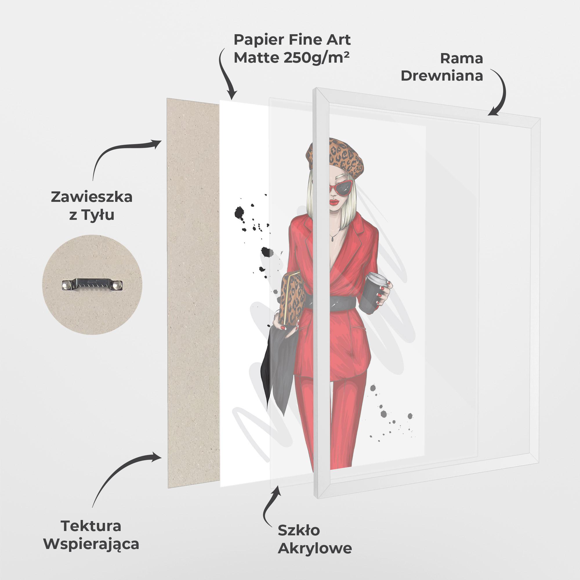 Plakat w Ramie Red Suit Woman mockup 1