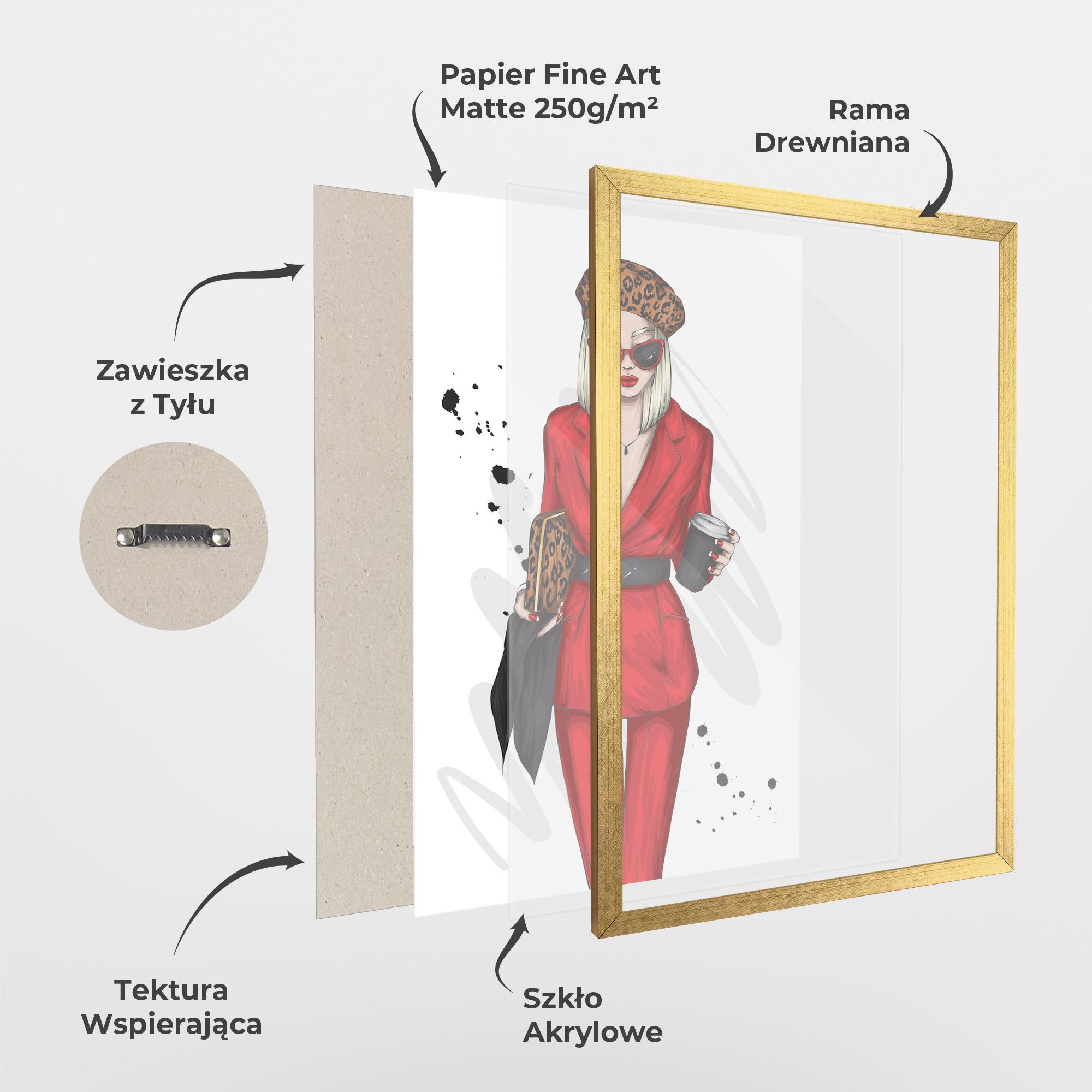 Plakat w Ramie Red Suit Woman mockup 1