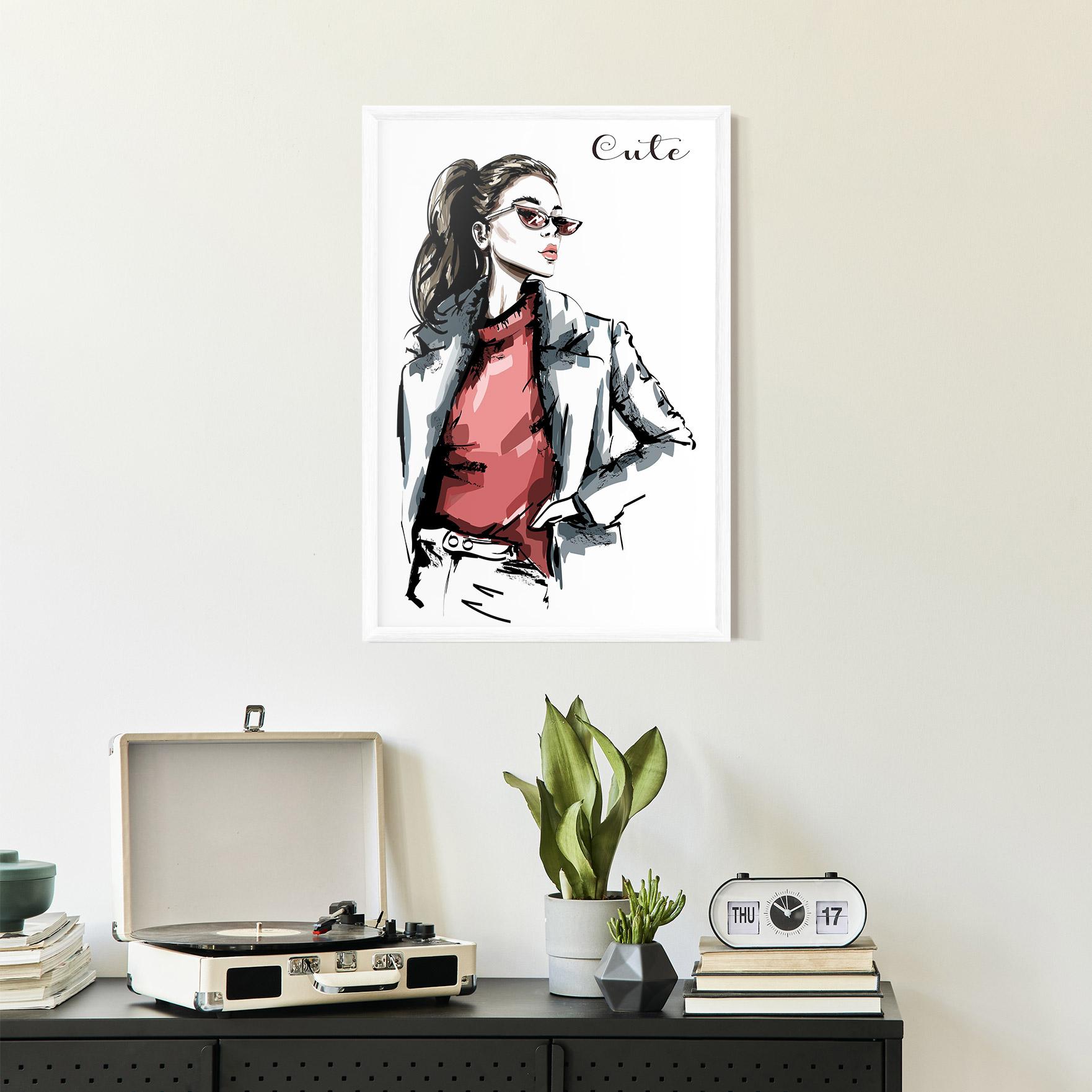 Plakat w Ramie Woman Feeling Cute mockup 2