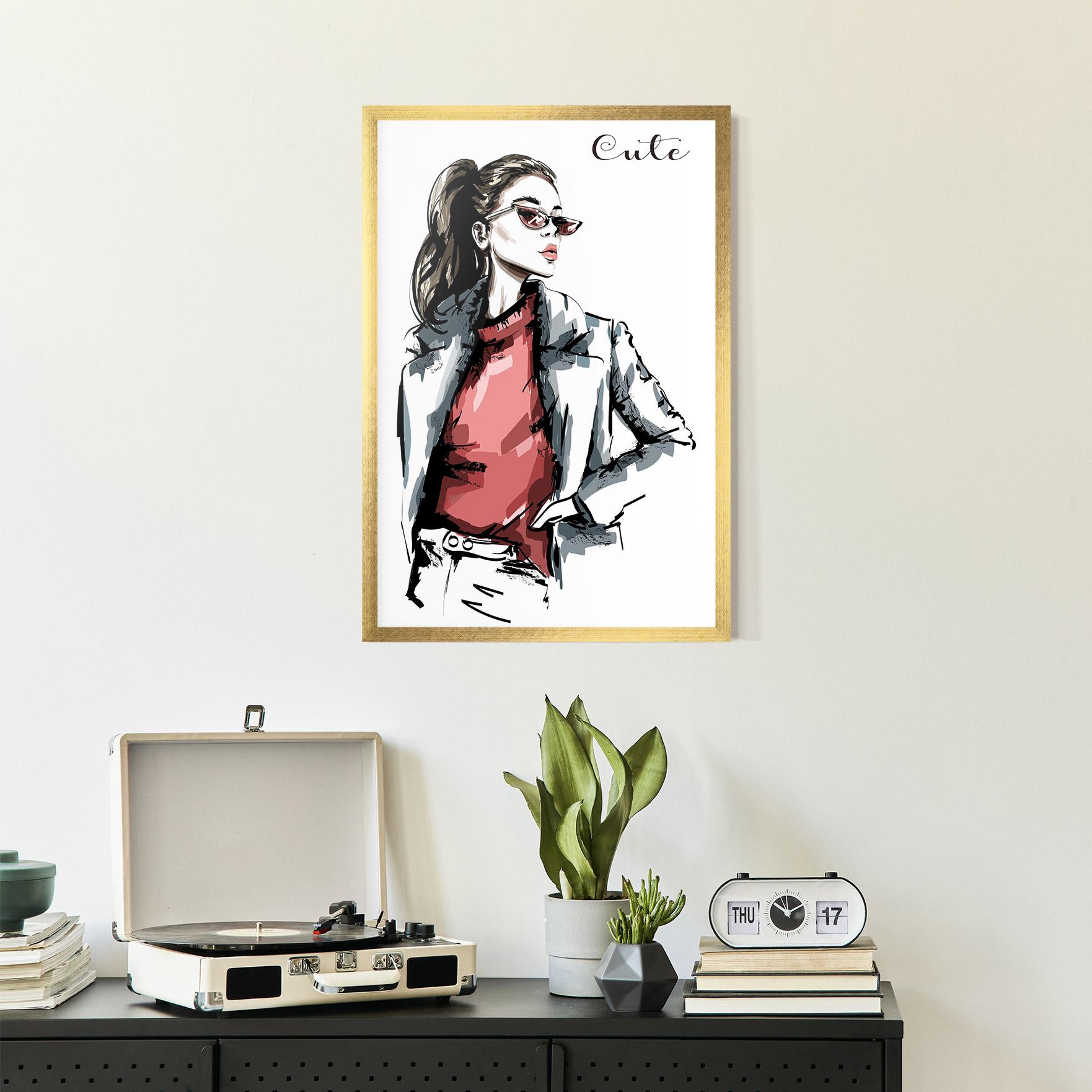 Plakat w Ramie Woman Feeling Cute mockup 2