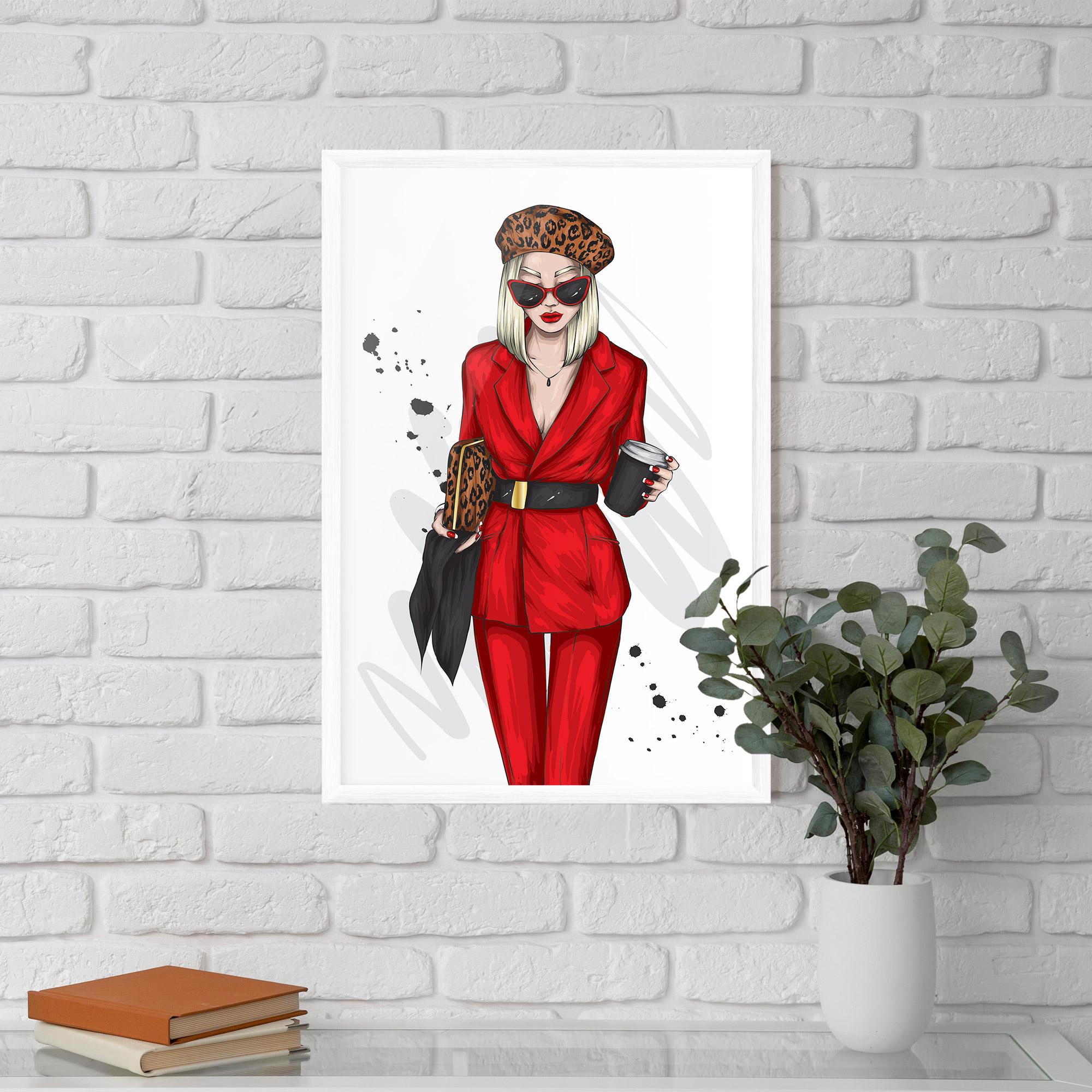 Plakat w Ramie Red Suit Woman mockup 5