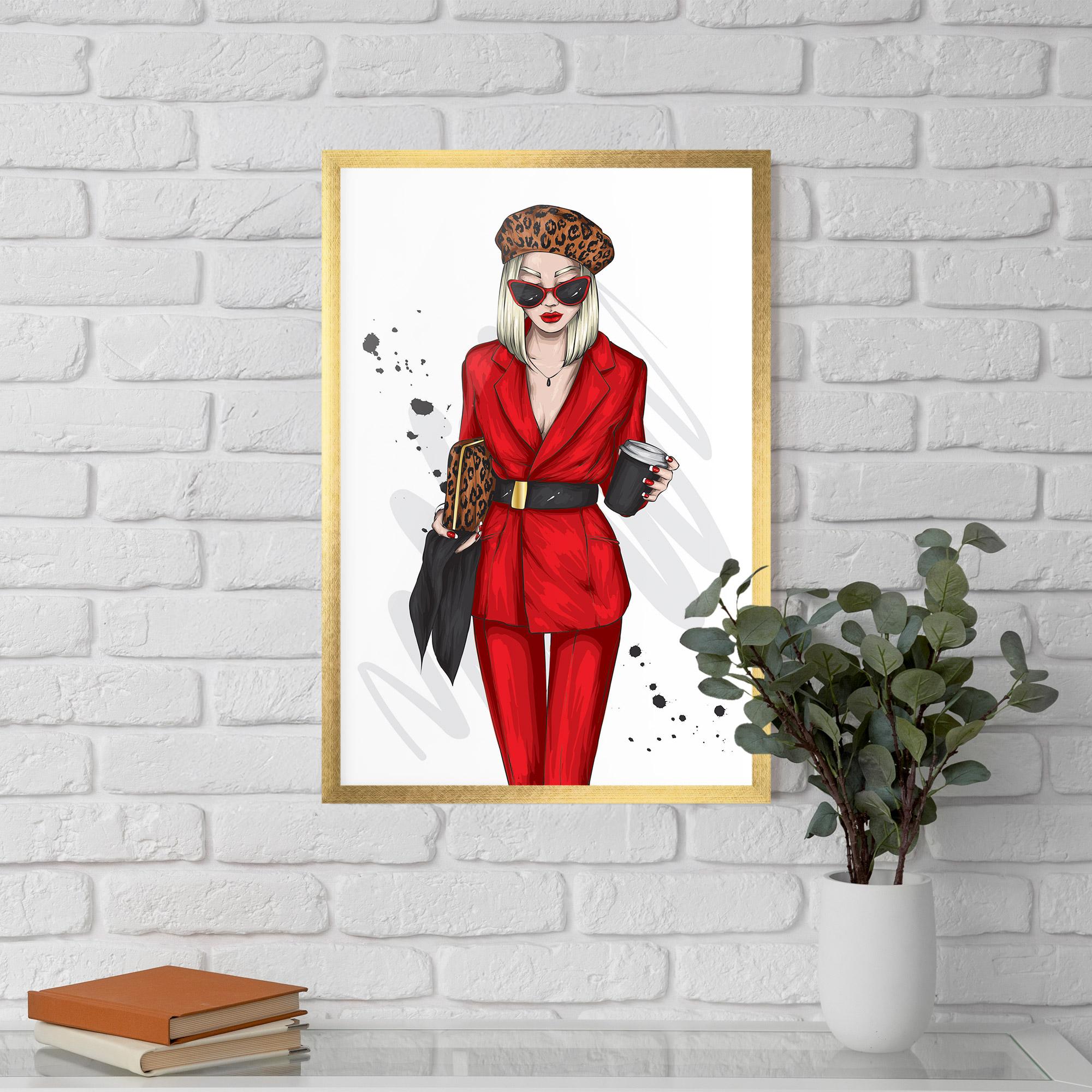 Plakat w Ramie Red Suit Woman mockup 5