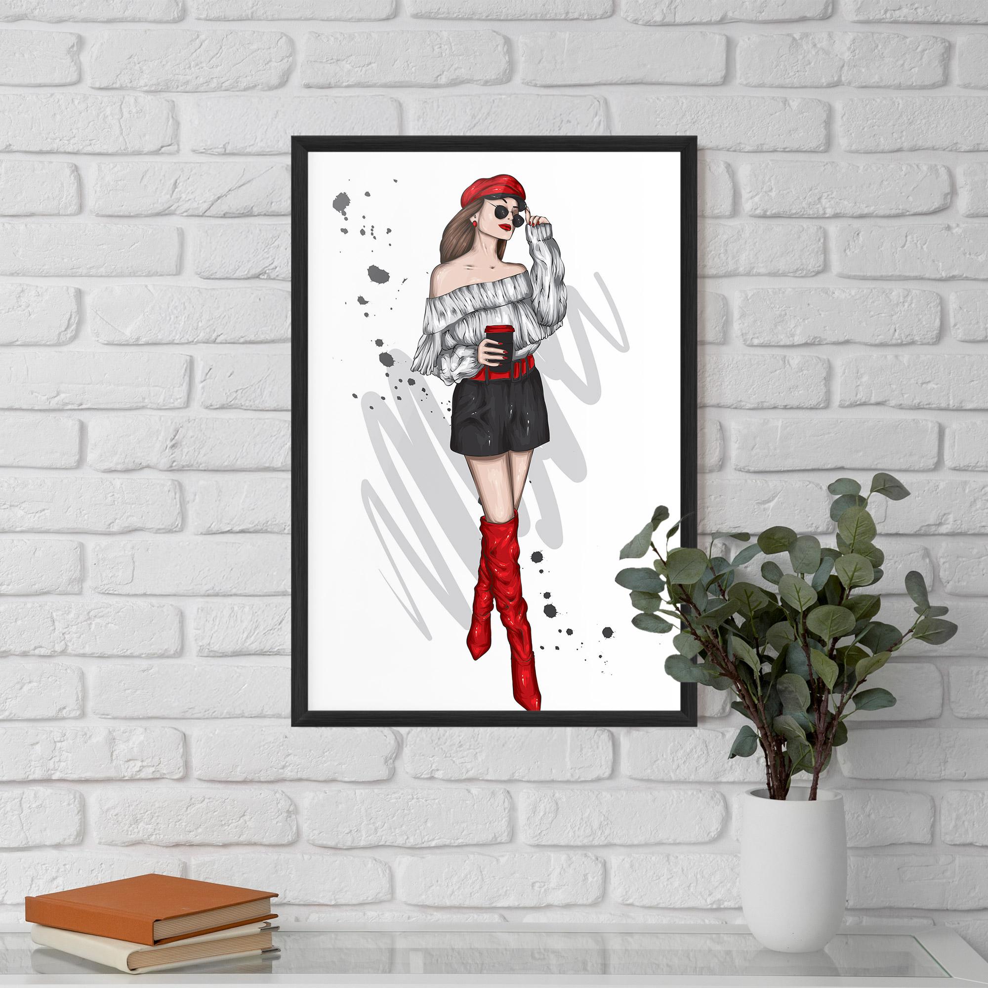 Plakat w Ramie Red Tall Boots Woman mockup 5