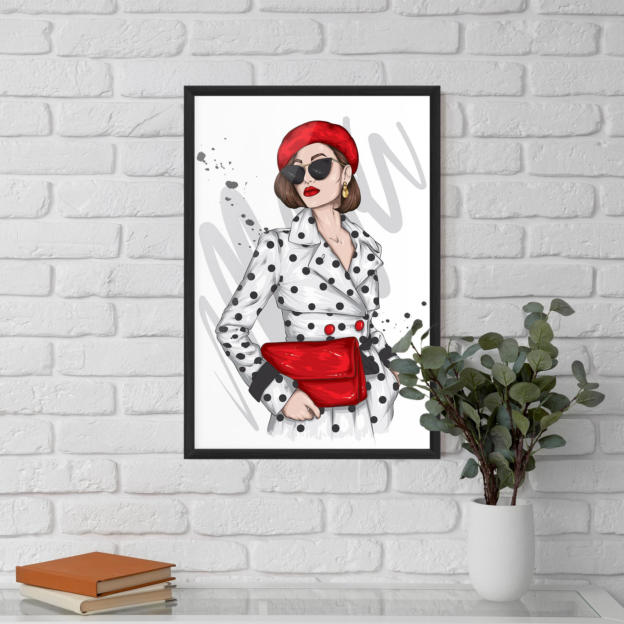 Plakat w Ramie White Red Outfit mockup 5