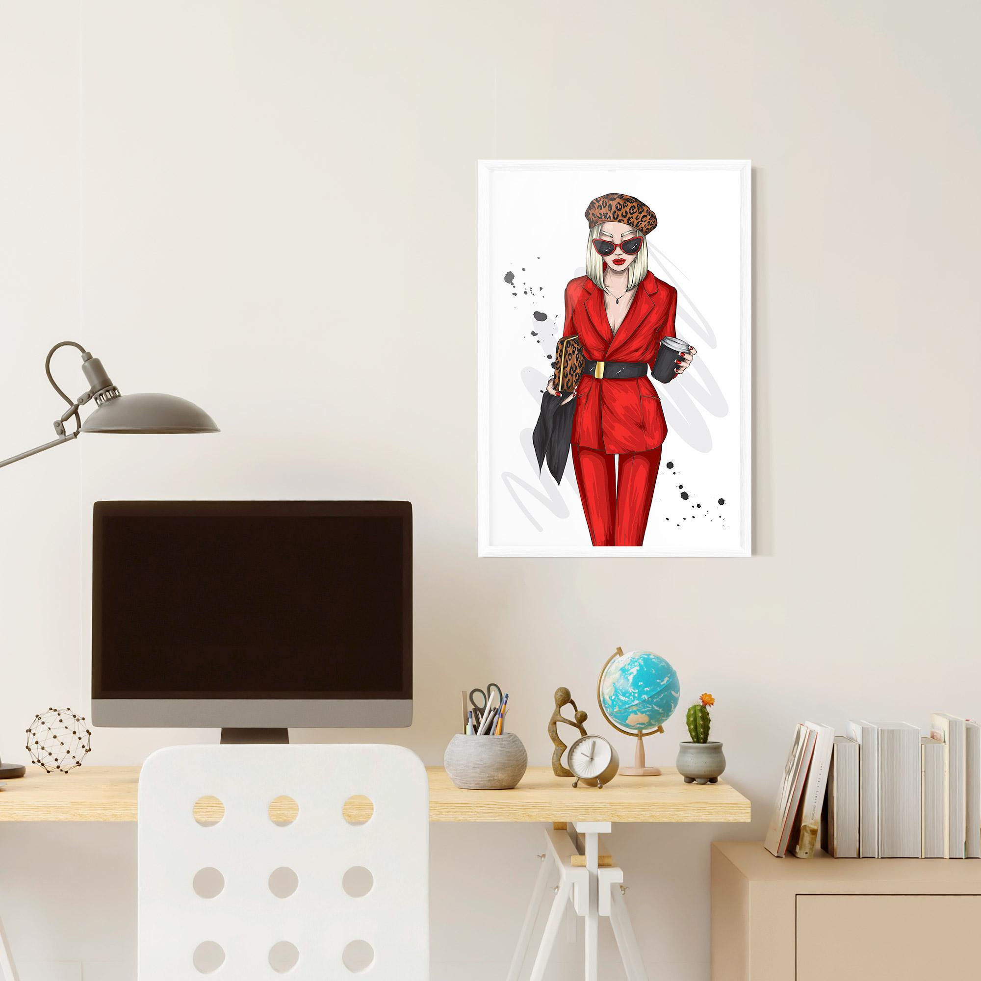Plakat w Ramie Red Suit Woman mockup 6