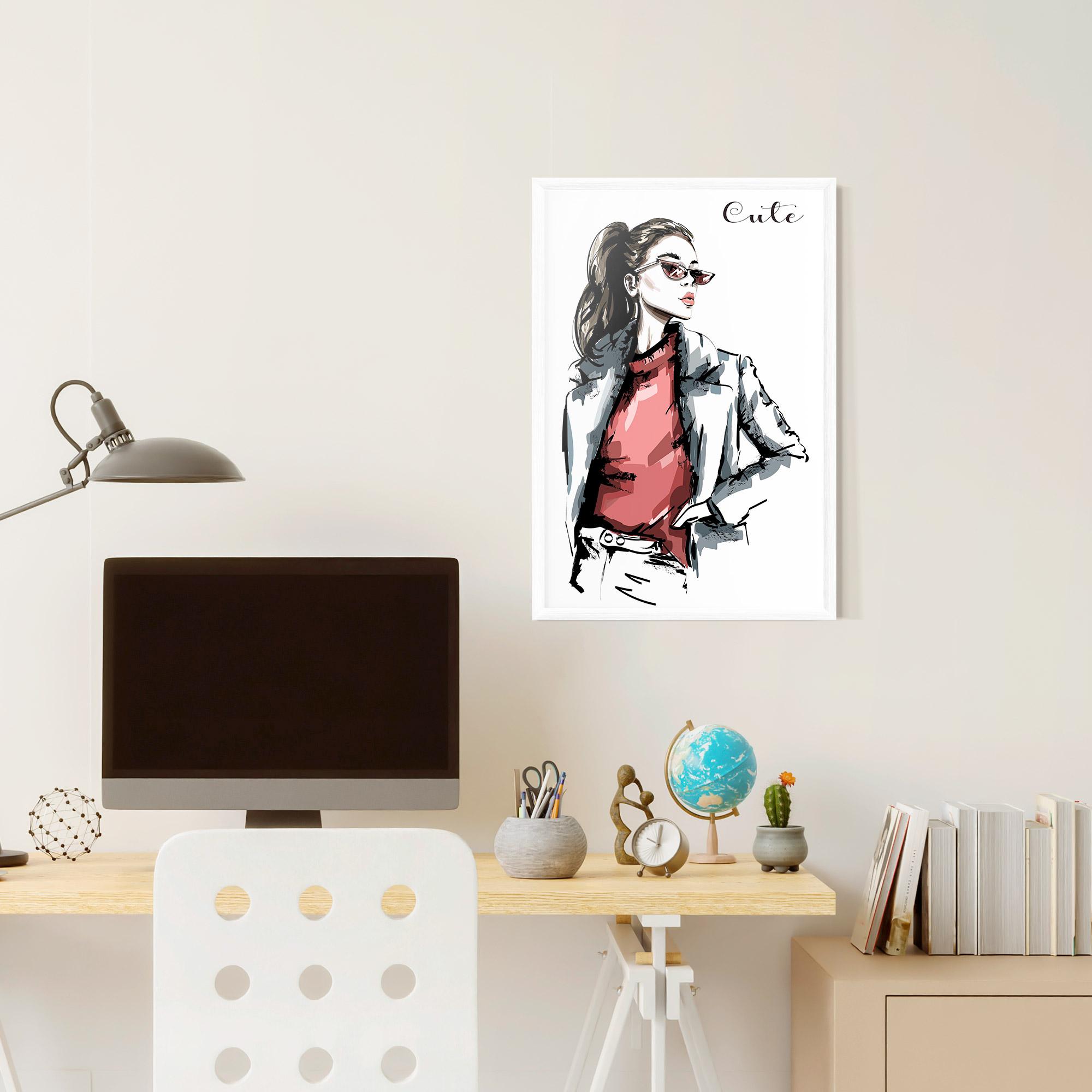 Plakat w Ramie Woman Feeling Cute mockup 6